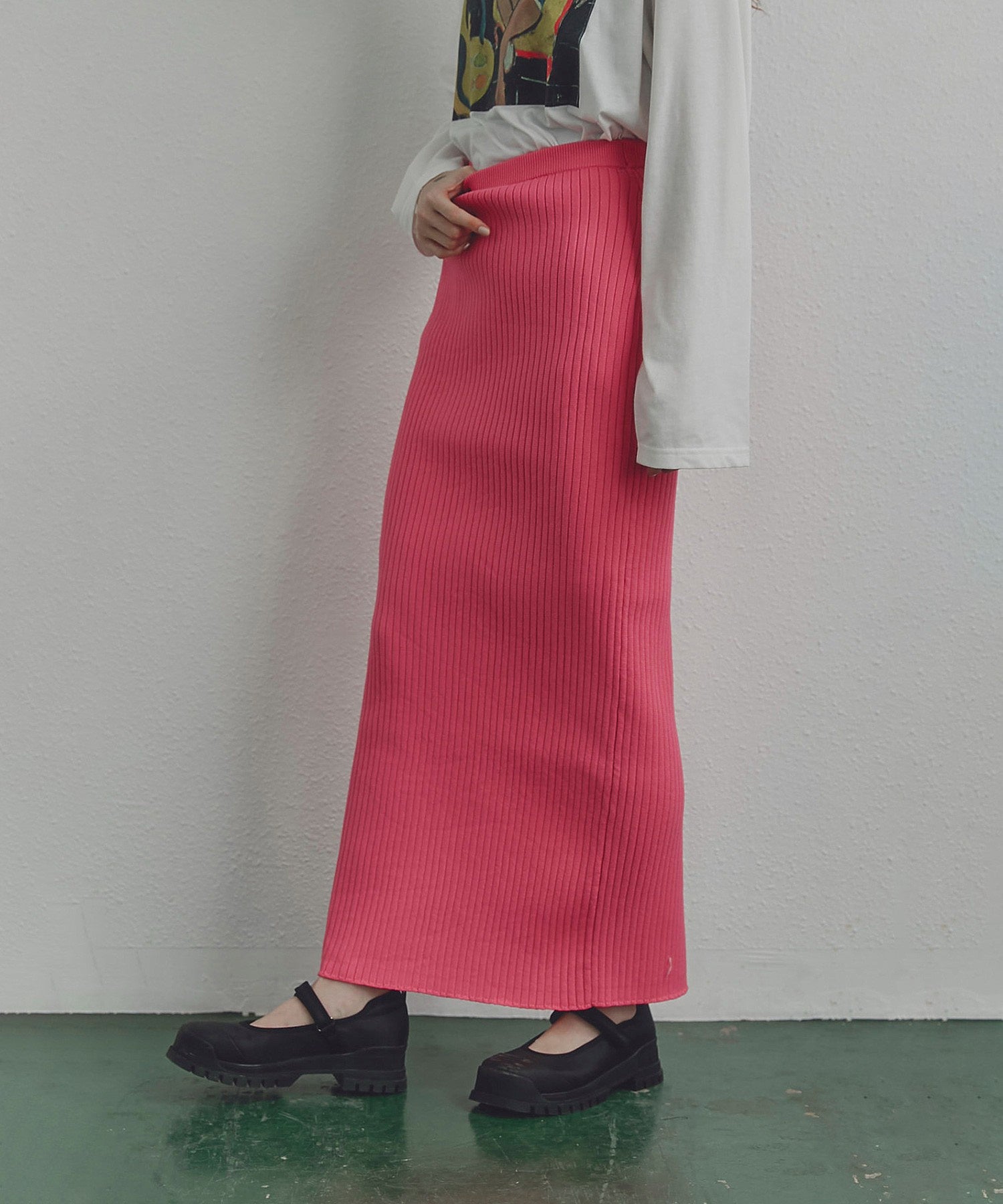 リブニットスカート