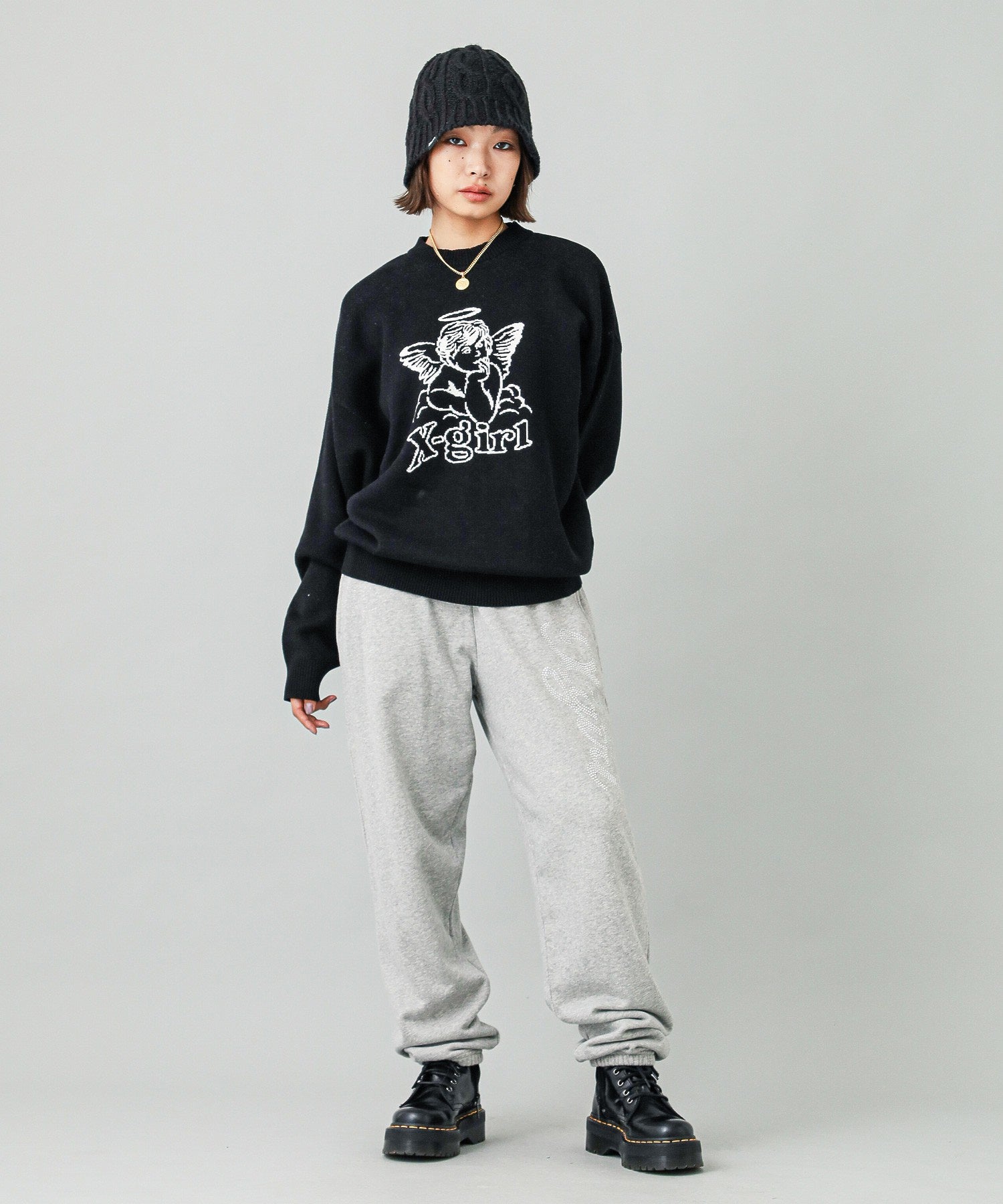 RHINESTONE STAR CURSIVE LOGO SWEAT PANTS