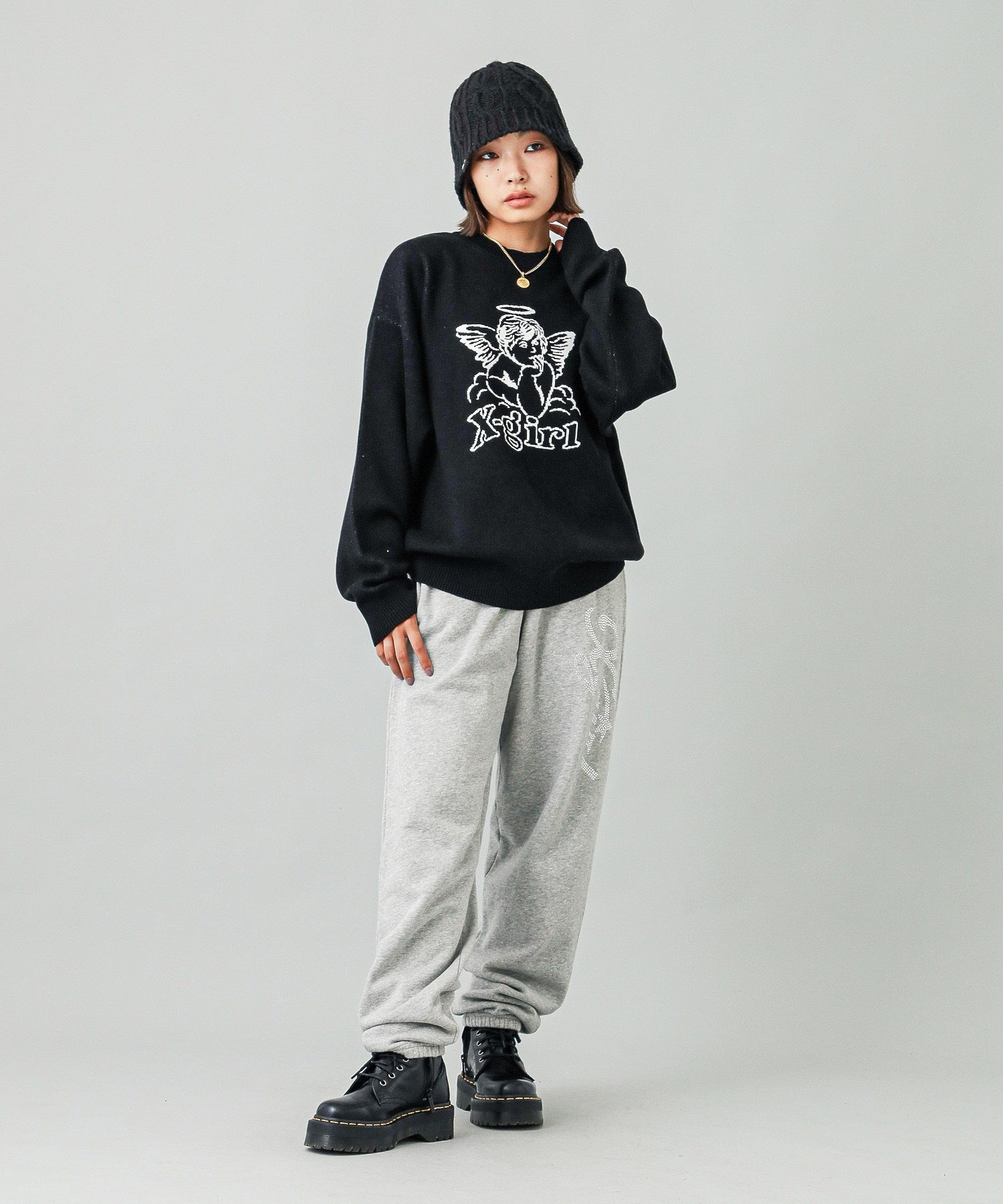 RHINESTONE STAR CURSIVE LOGO SWEAT PANTS