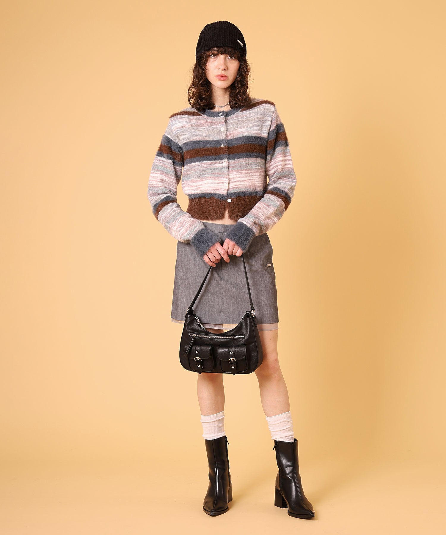 マルチボーダーシャギーカーディガン