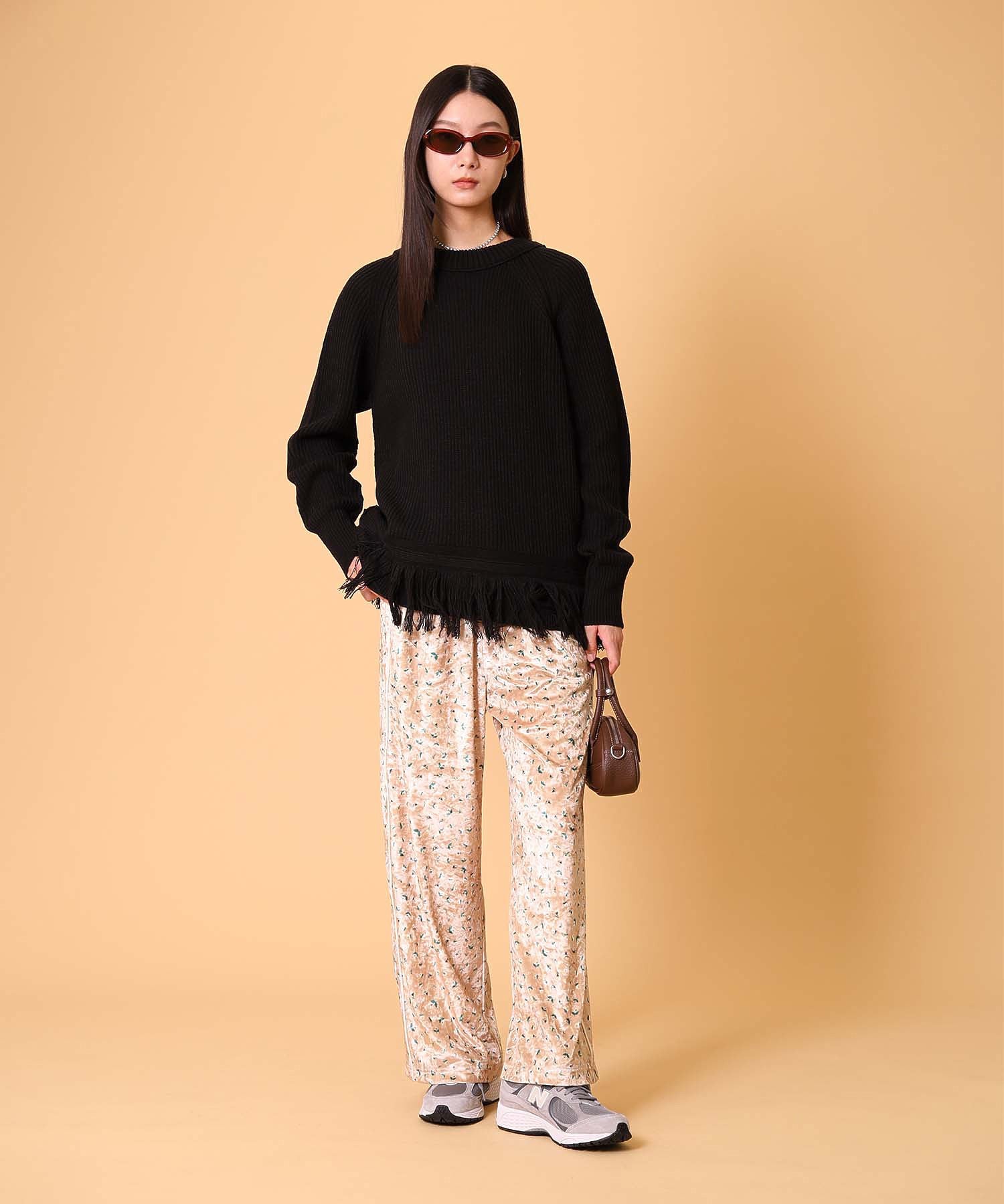 オーバーサイズフリンジニットプルオーバー