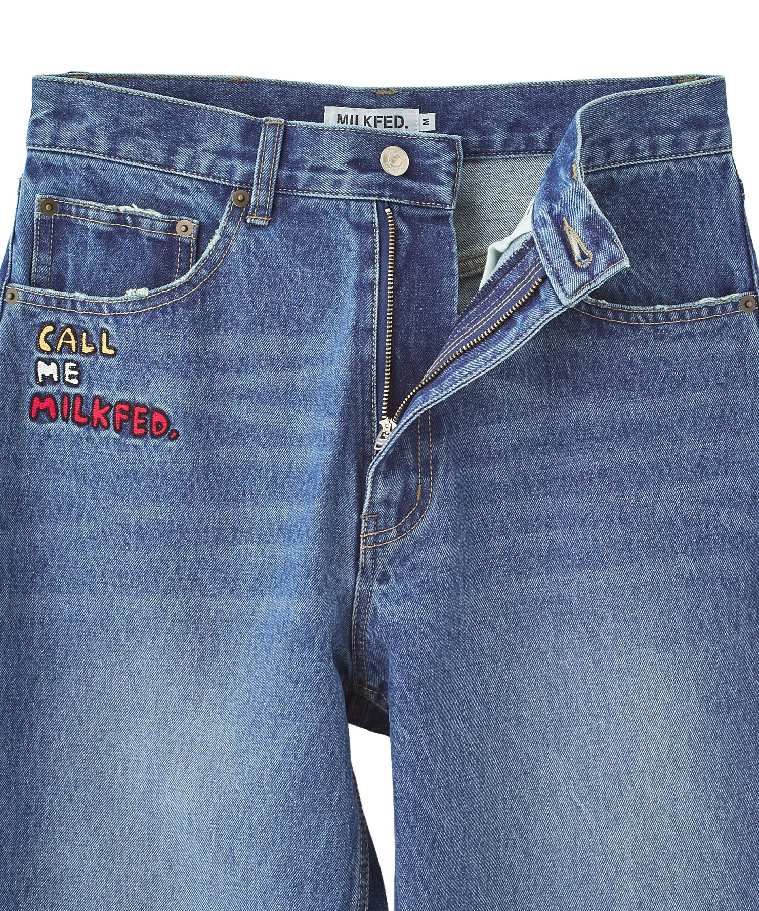 DOODLE EMBROIDERED DENIM PANTS