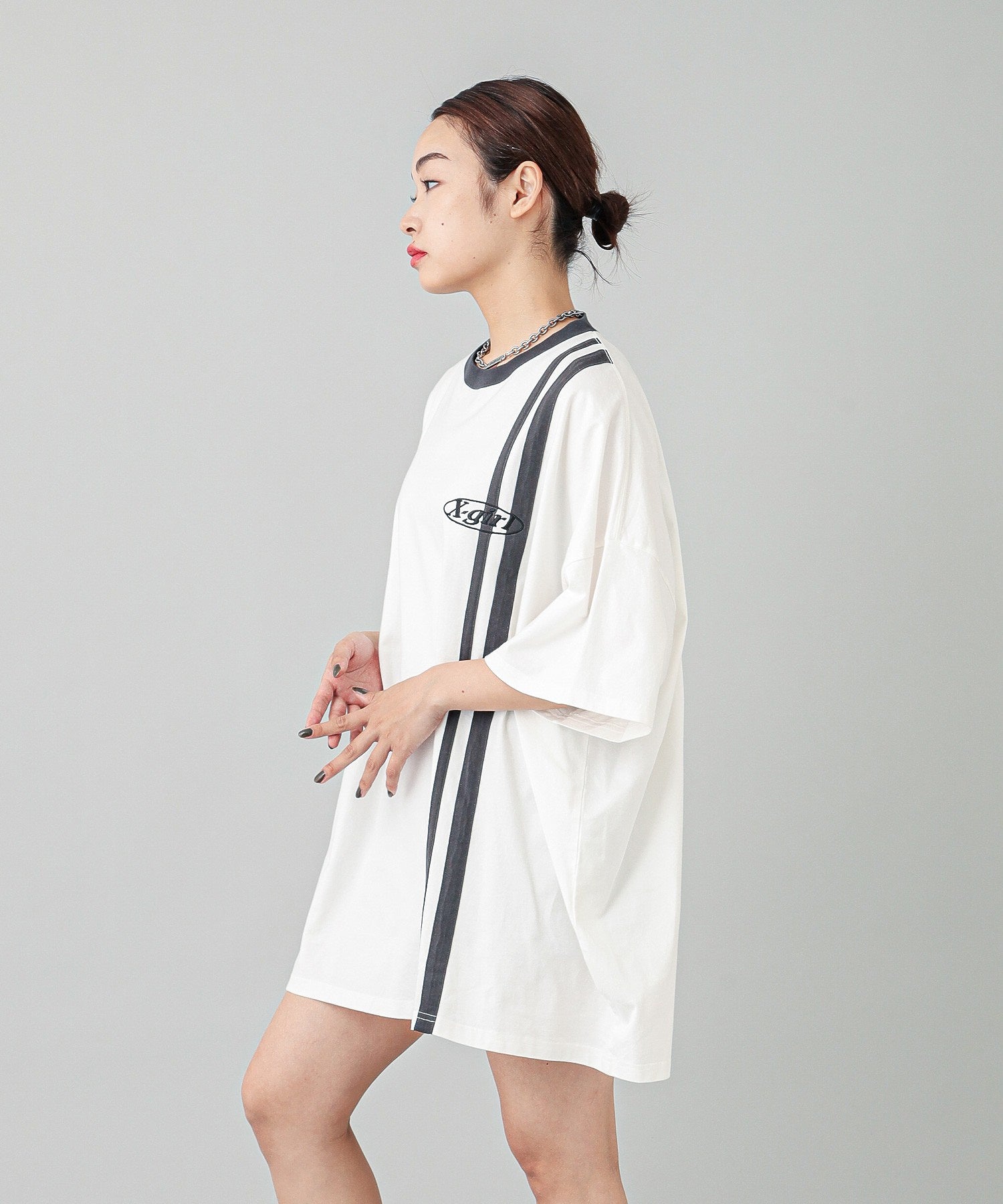 DOUBLE STRIPE S/S BIG TEE DRESS