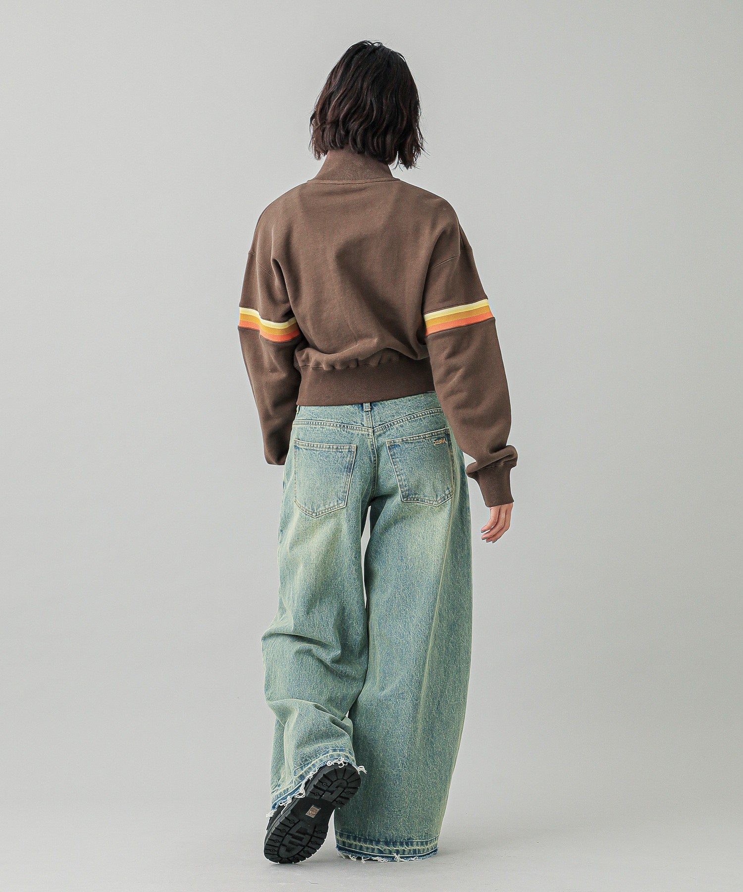 LOW RISE OVERDYED DENIM PANTS