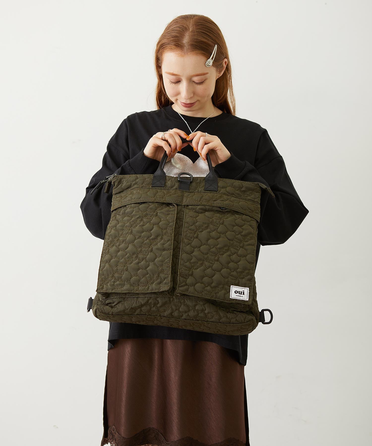 CHERRY QUILTED HELMET BAG
