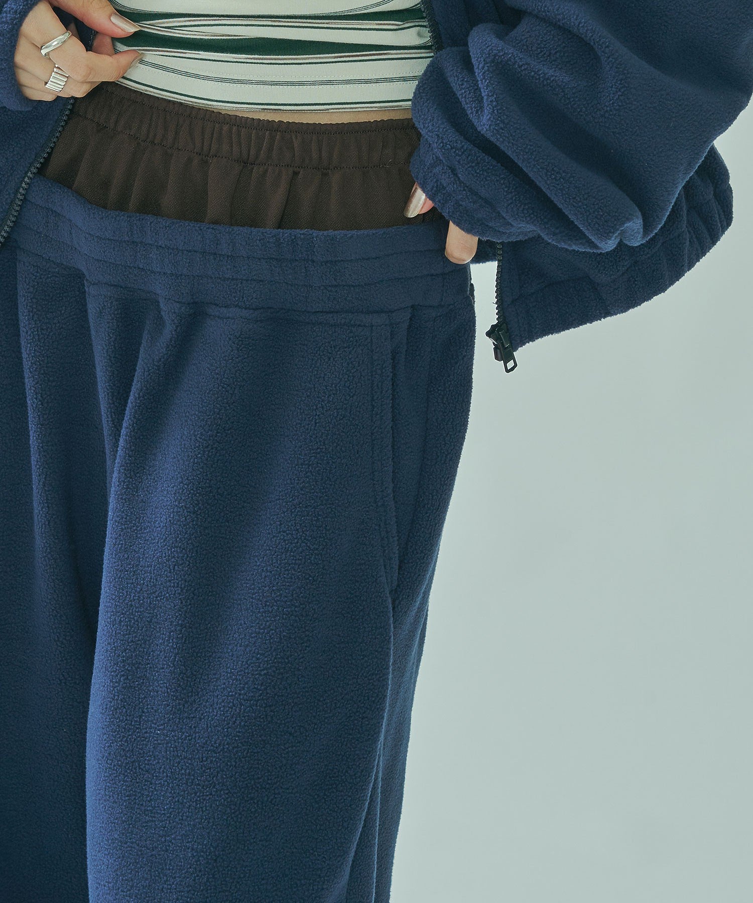 UMBRO × ROSE BUD/DOUBLE WAIST FLEECE PANTS