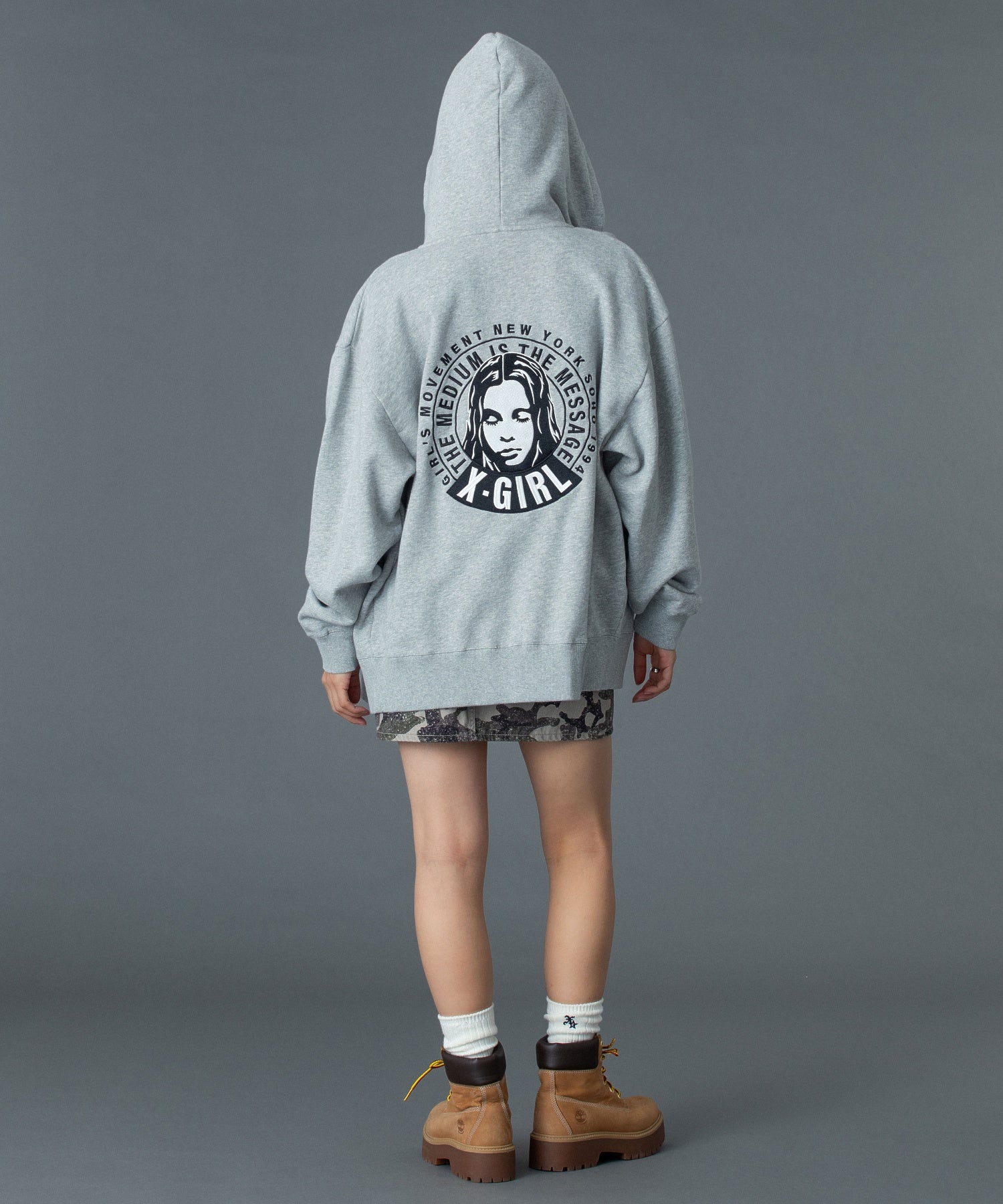 CIRCLE MESSAGE AND FACE ZIP UP SWEAT HOODIE