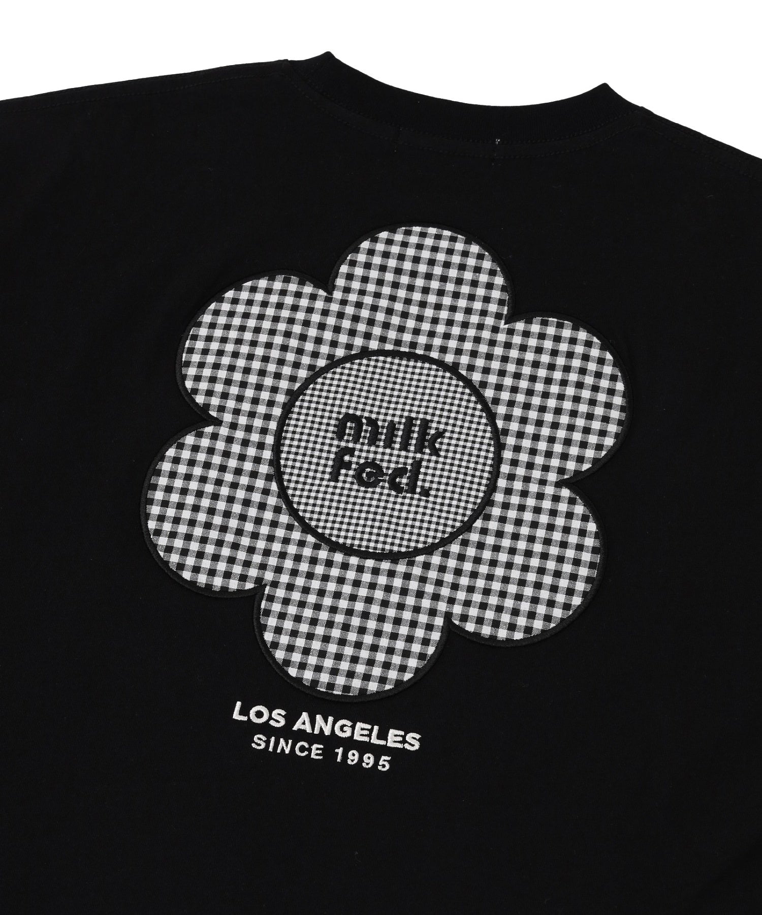 CUT OUT LOGO GINGHAM FLOWER WIDE S/S TEE