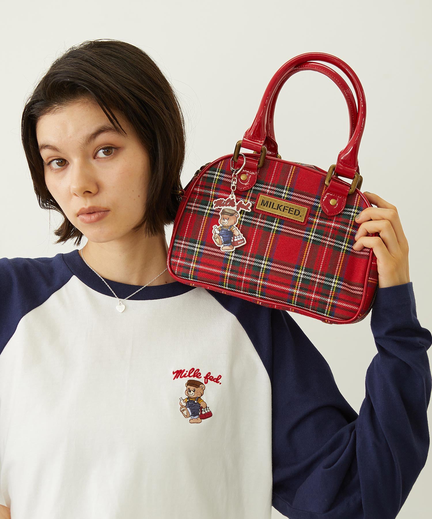 PLAID PATTERN BOSTON BAG