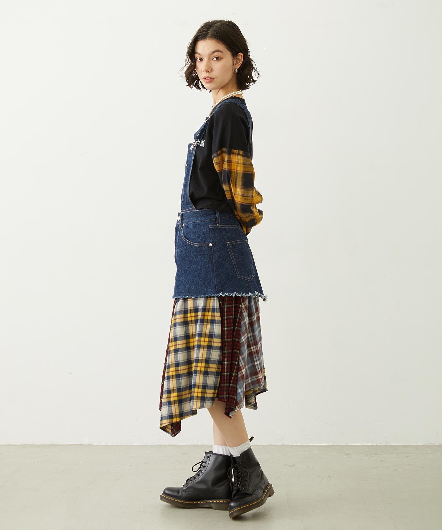 PATCHWORK OVERALL SKIRT