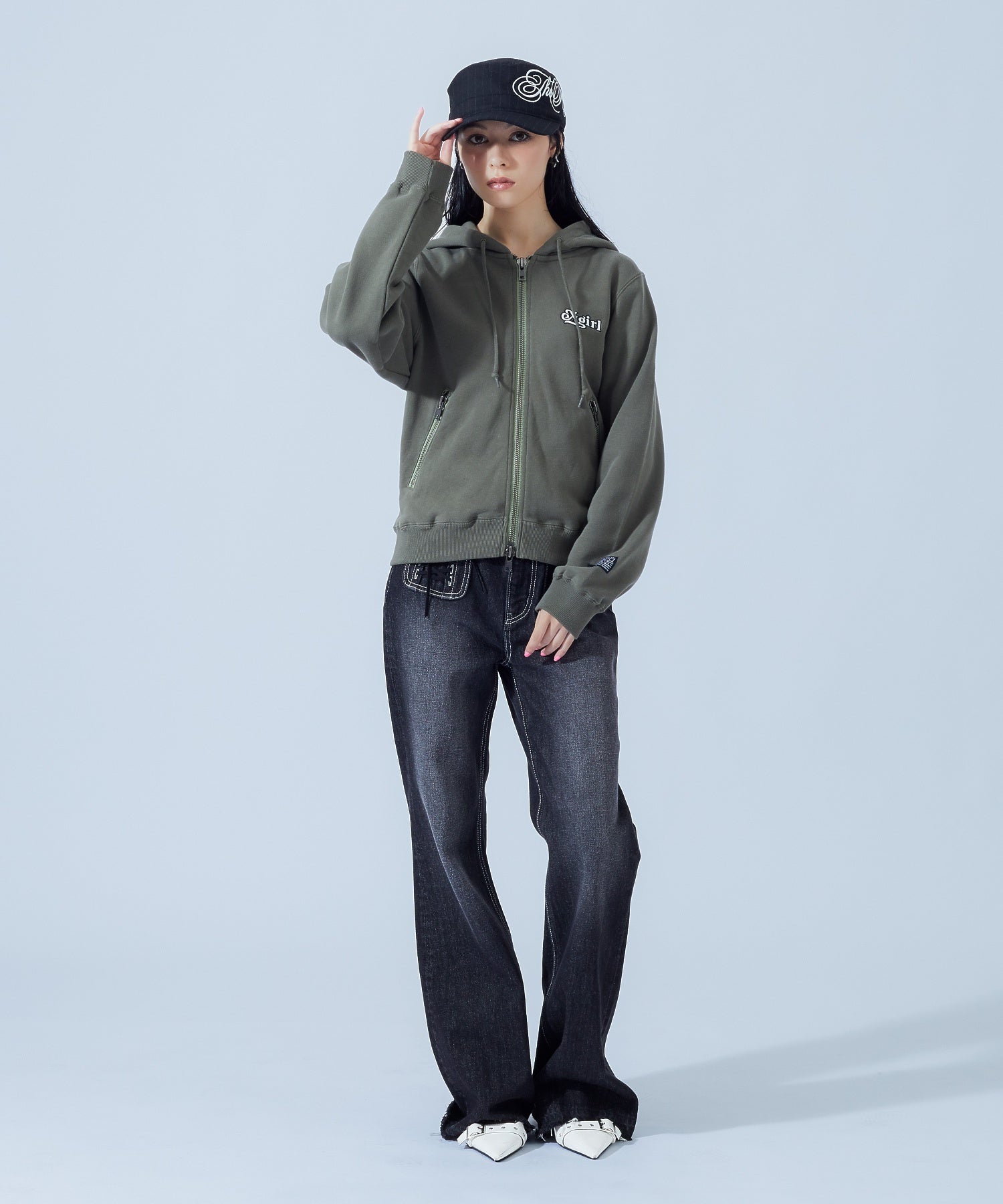 HEART POCKET FLARE DENIM PANTS