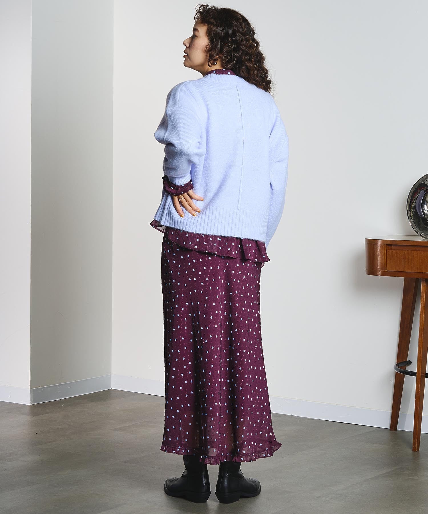PRINTED BOW TIE BLOUSE