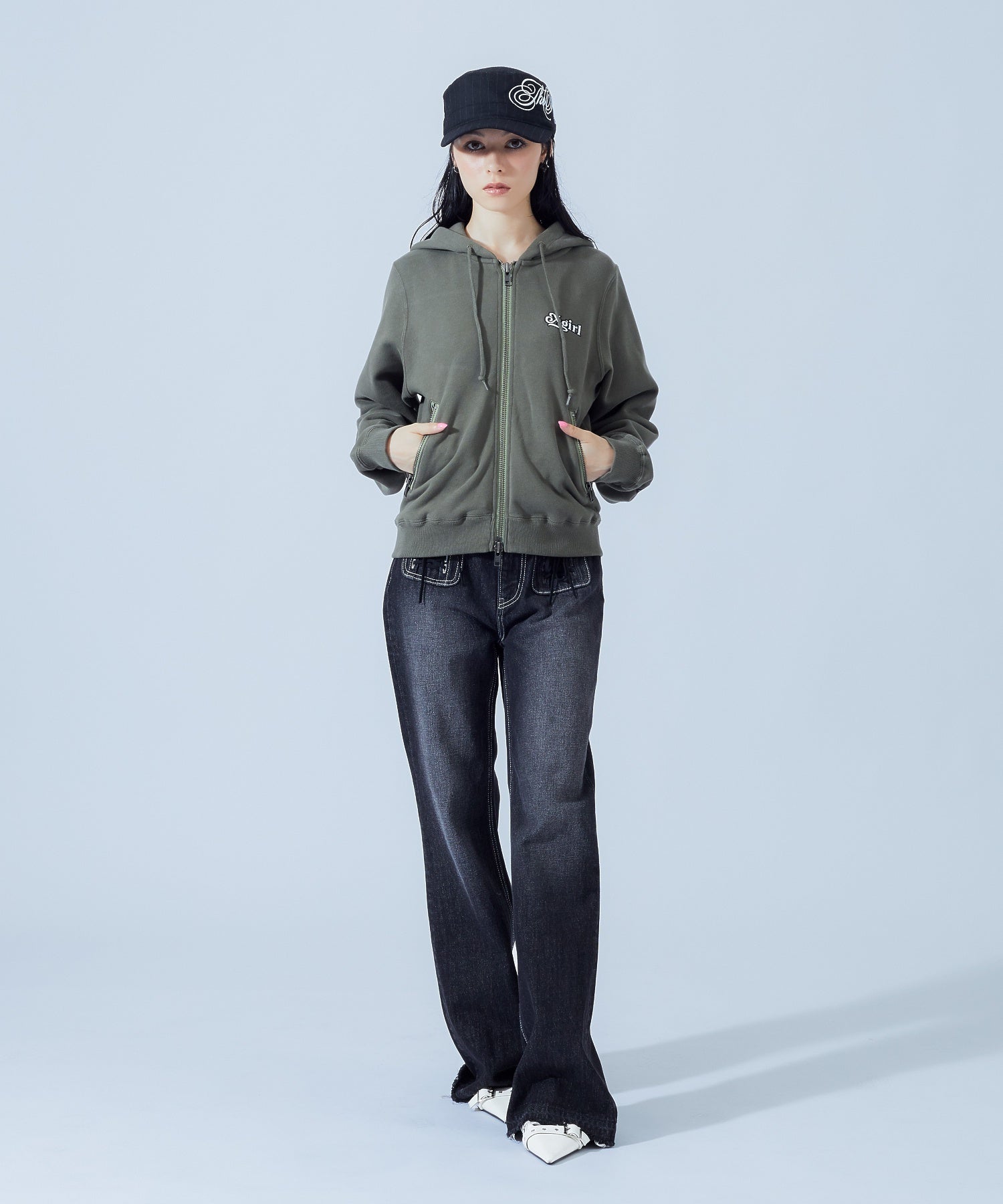 HEART POCKET FLARE DENIM PANTS