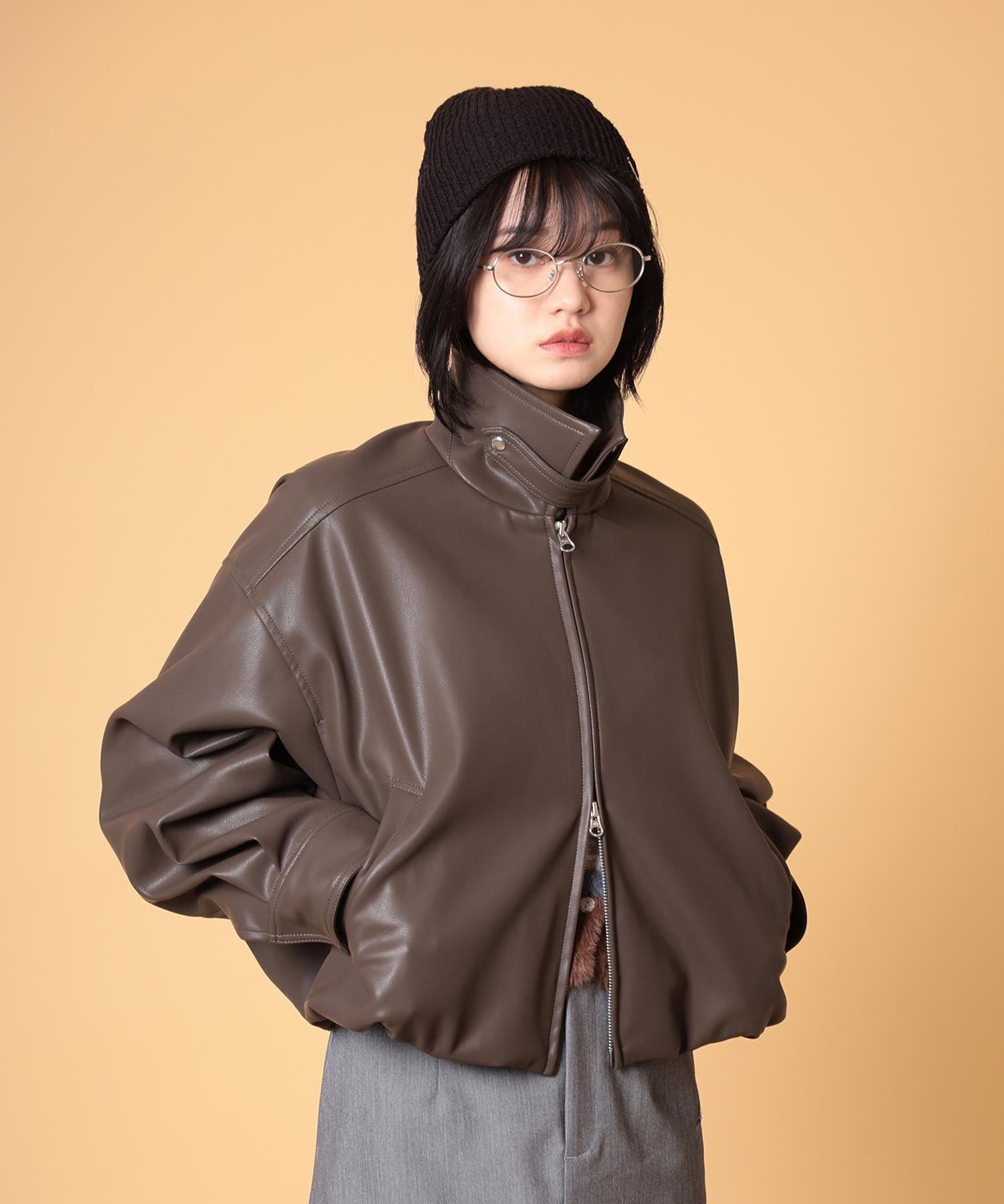 バルーンフェイクレザージャケット