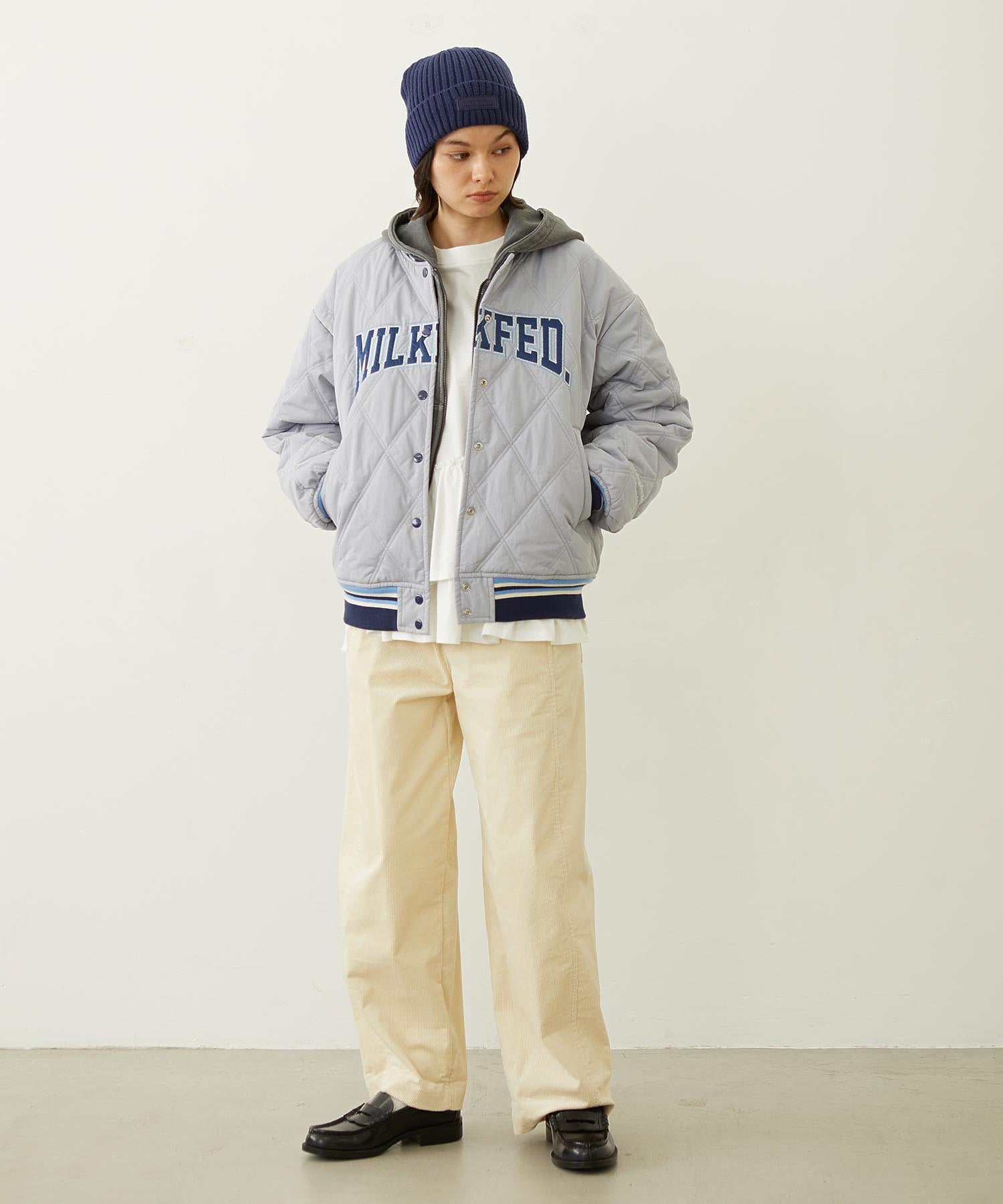 SATIN LOGO PATCH QUILTED JACKET