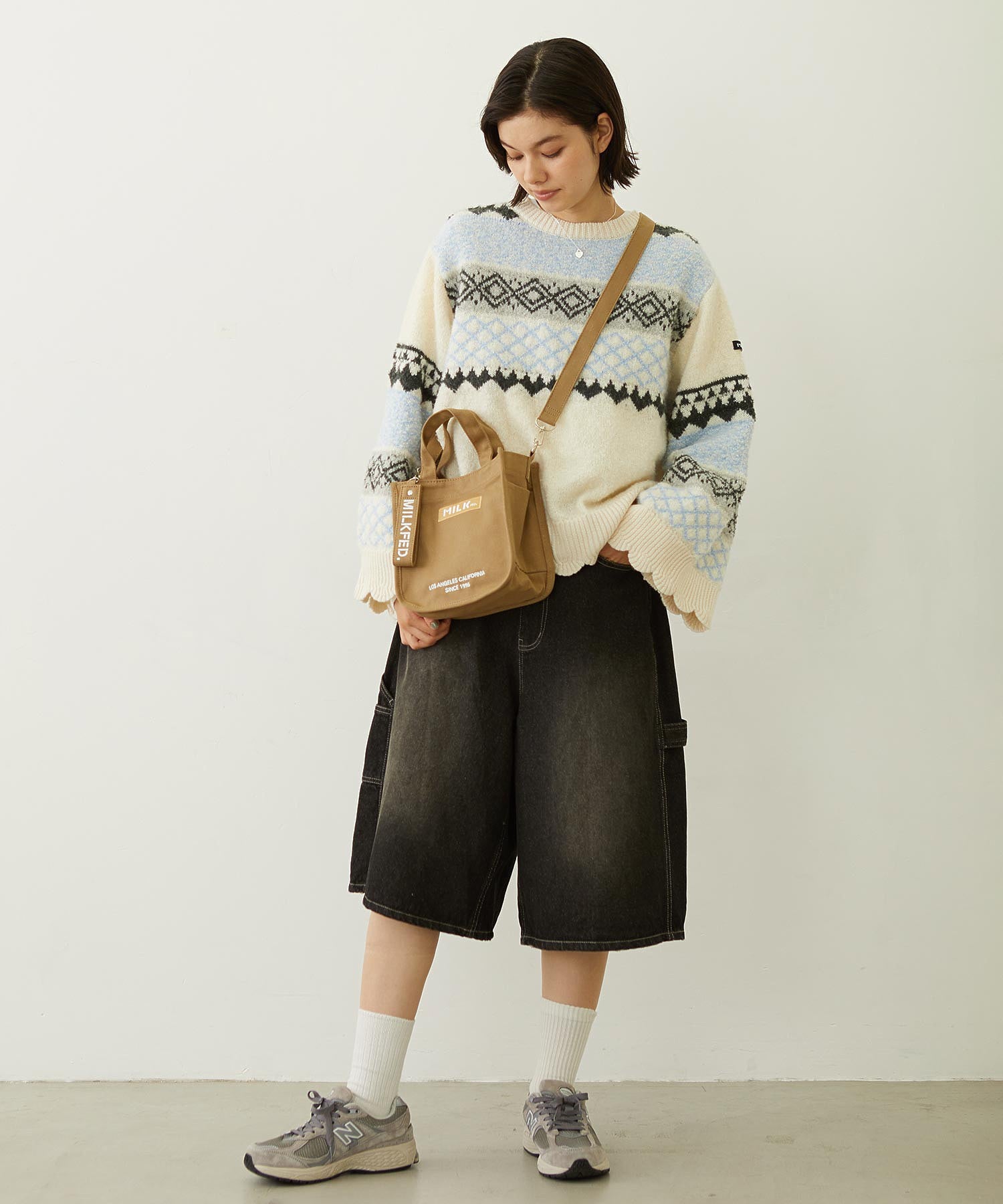 EMBROIDERED BAR MINI SHOULDER BAG W/STRAP MILKFED.