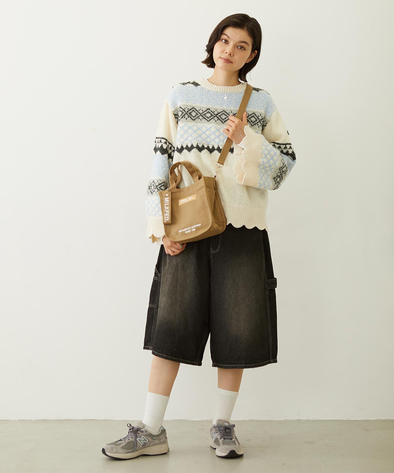 EMBROIDERED BAR MINI SHOULDER BAG W/STRAP MILKFED.