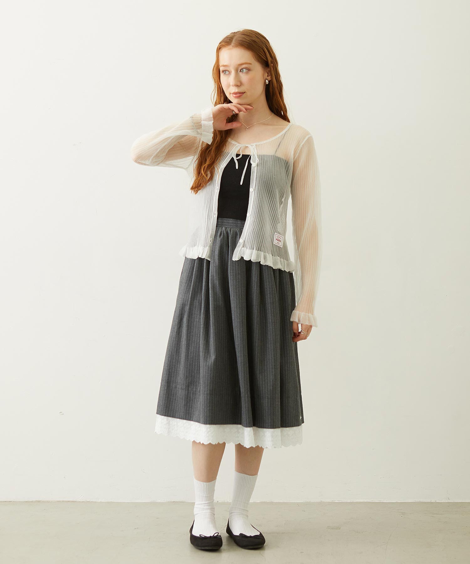 LACE HEM STRIPED SKIRT