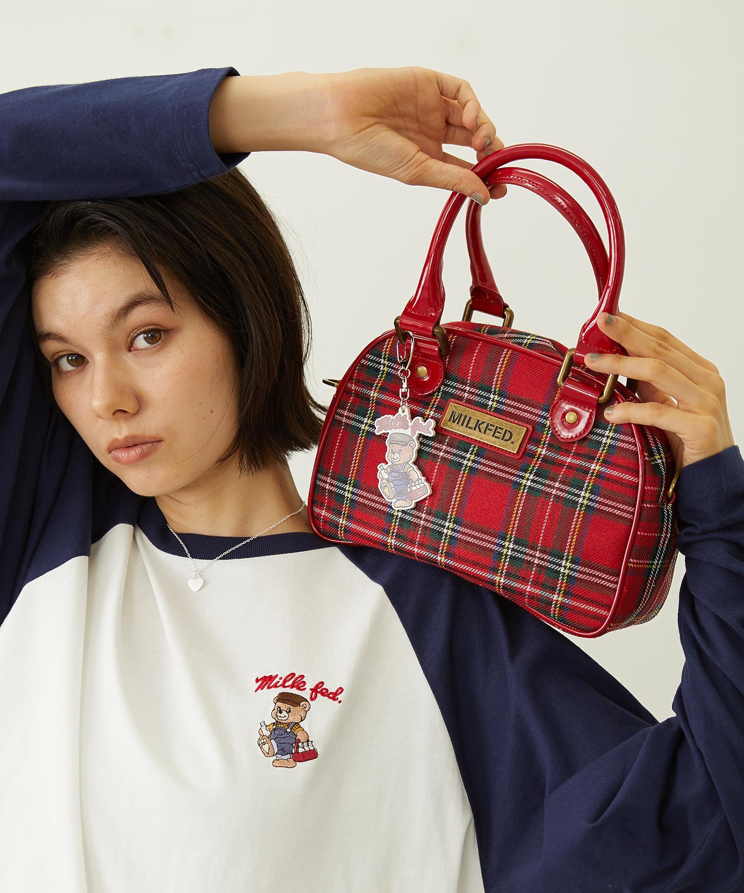 PLAID PATTERN BOSTON BAG