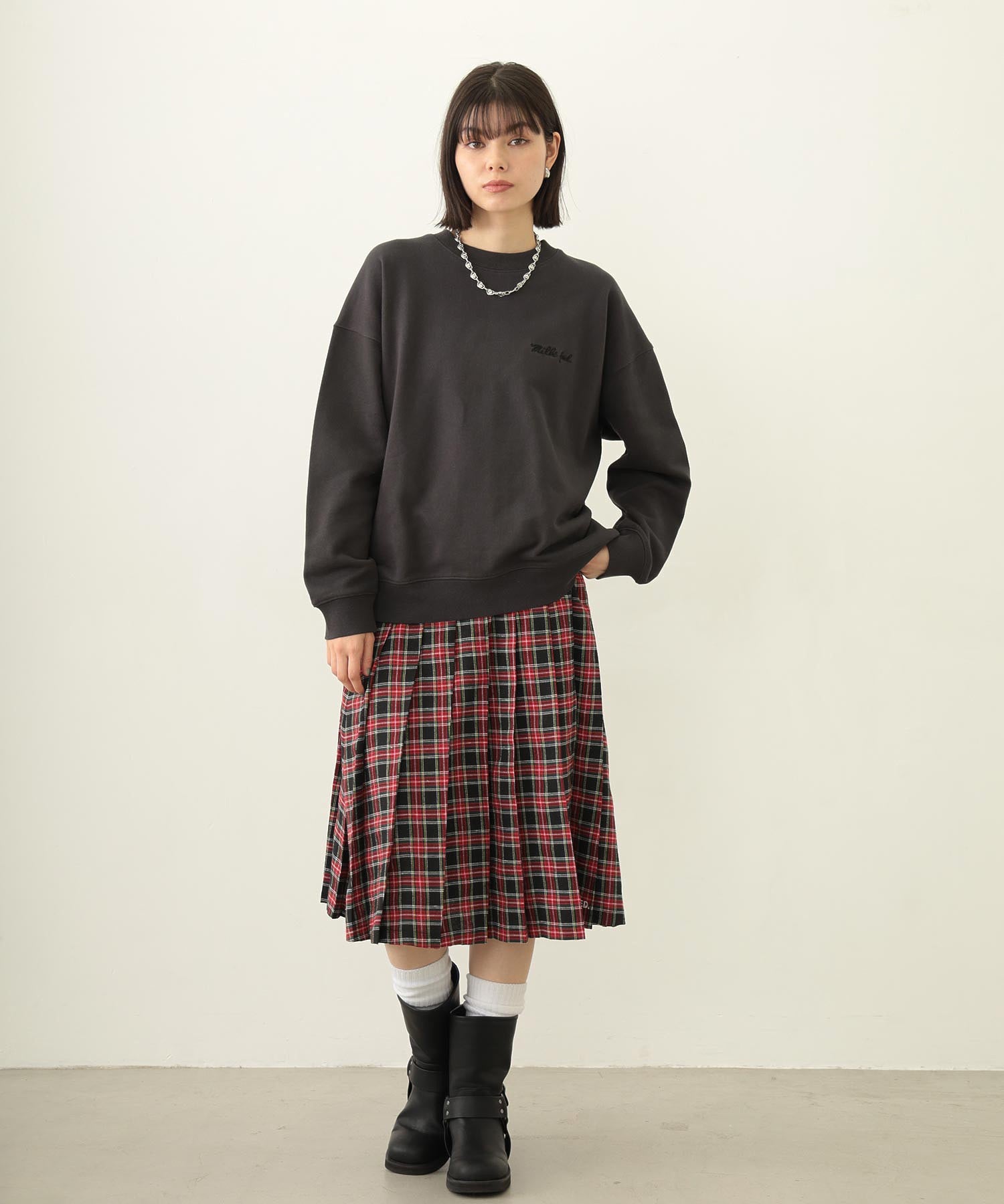 PLEATED PLAID SKIRT