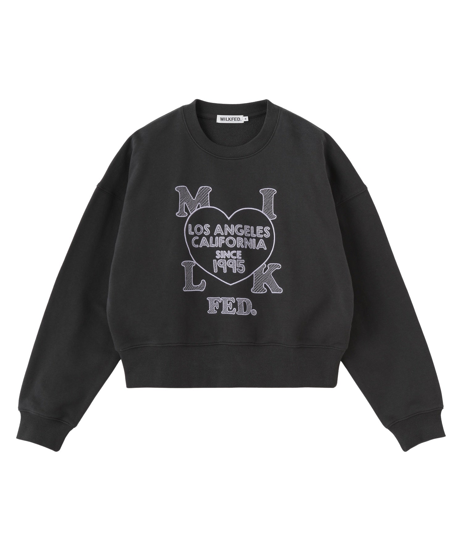 STITCHED HEART LOGO SHORT CREW SWEAT
