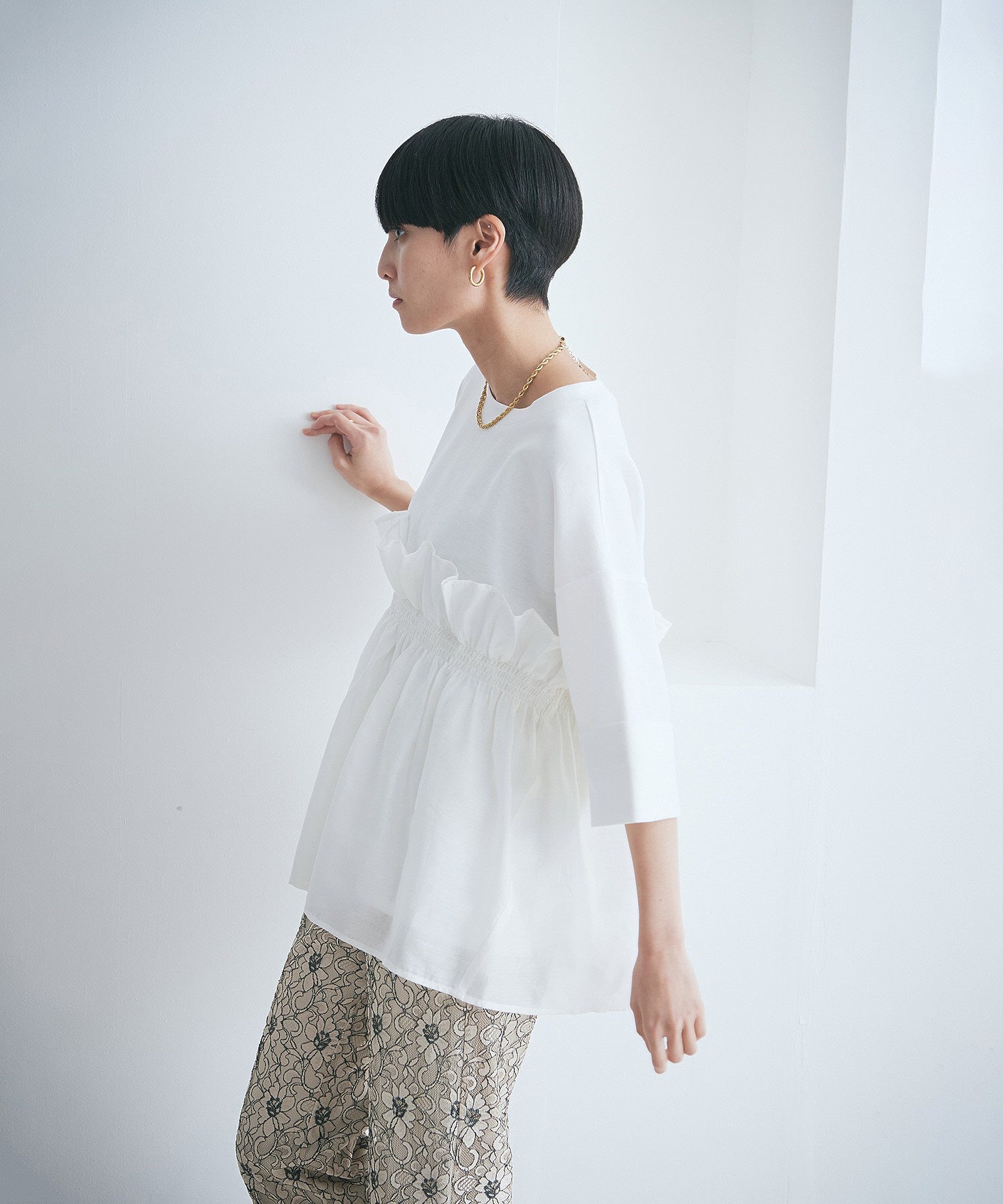 ドッキングフリルカットソー