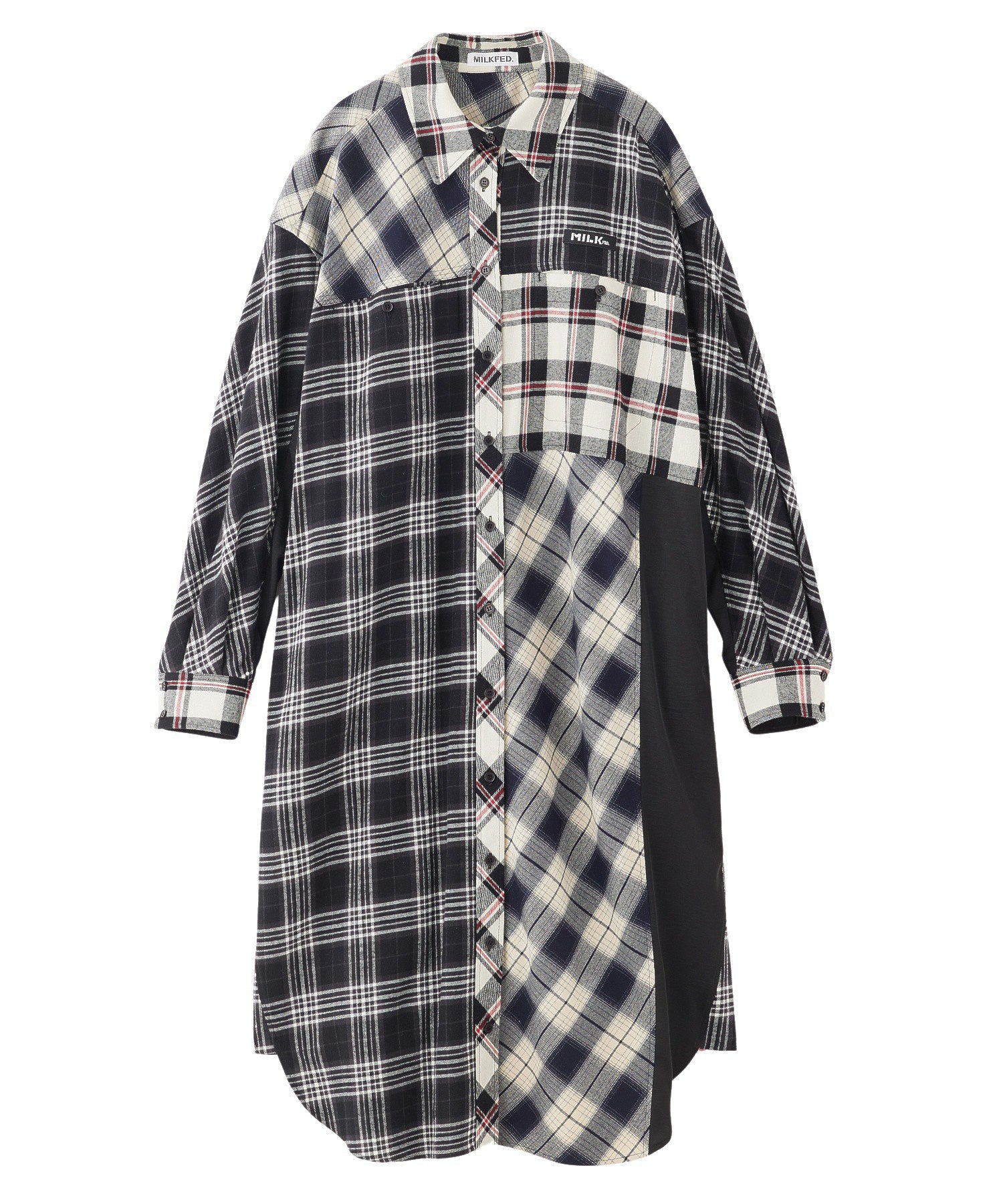 PLAID PATCHWORK SHIRT DRESS