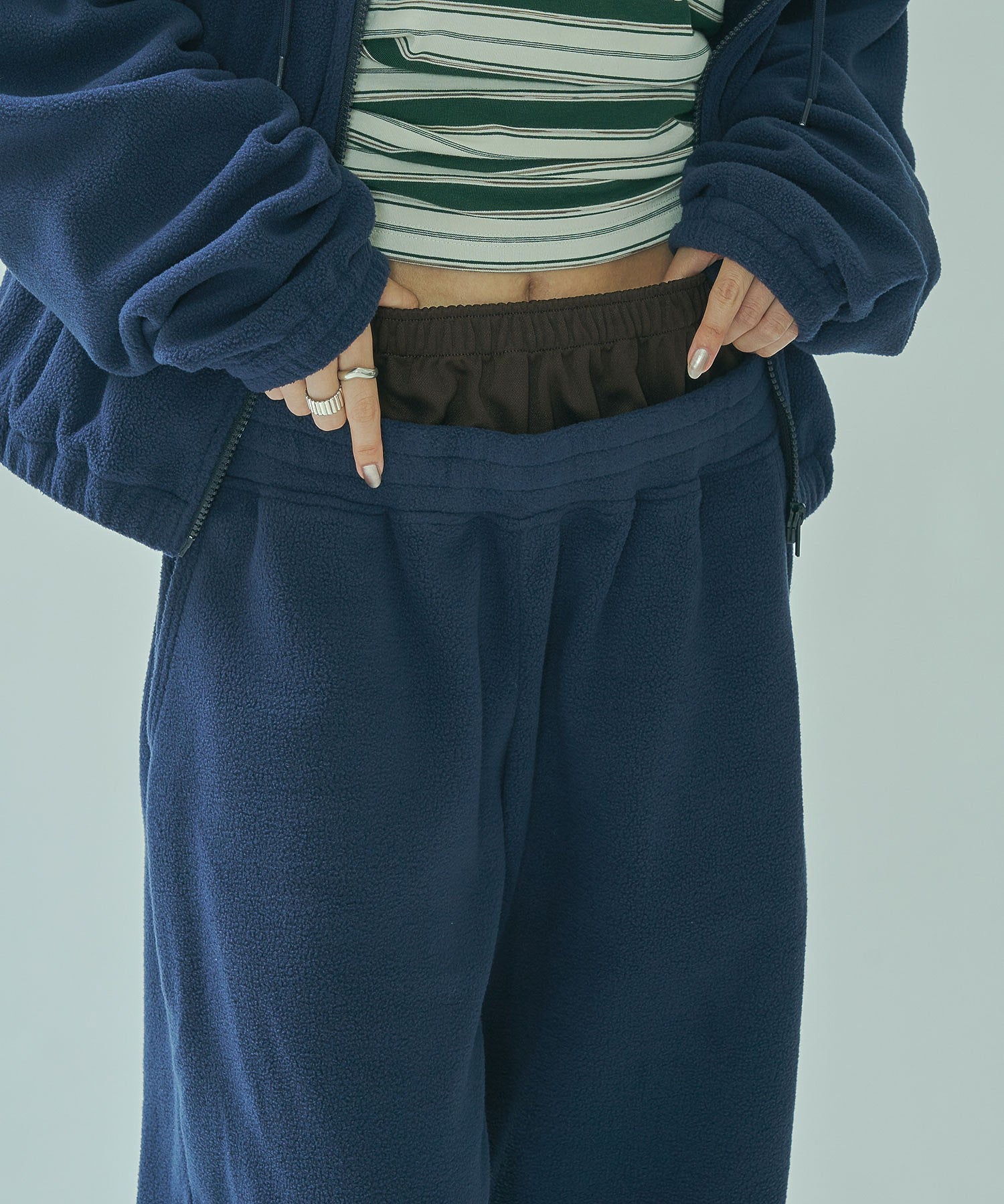 UMBRO × ROSE BUD/DOUBLE WAIST FLEECE PANTS