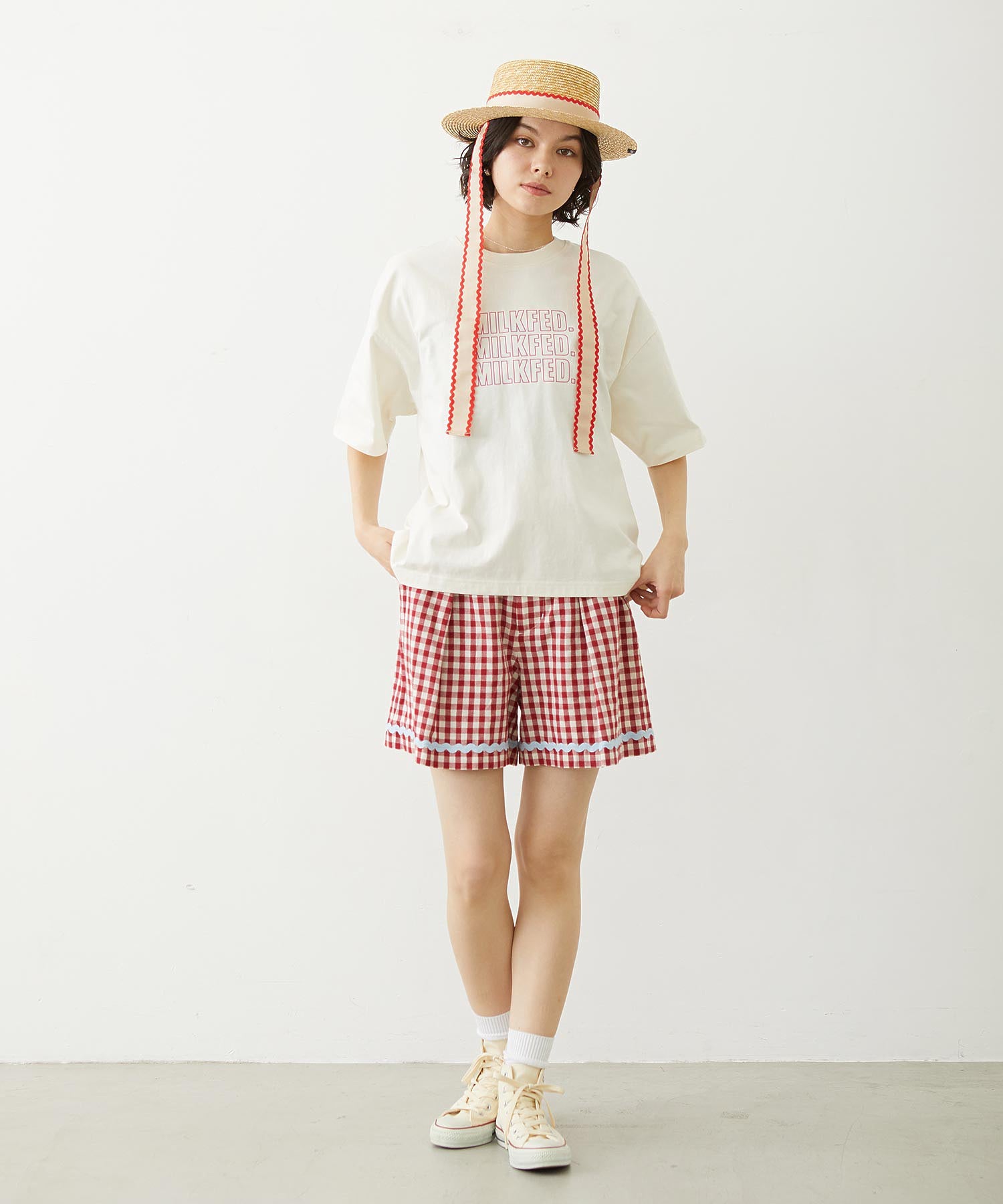 TRIMMED GINGHAM CHECK SHORTS