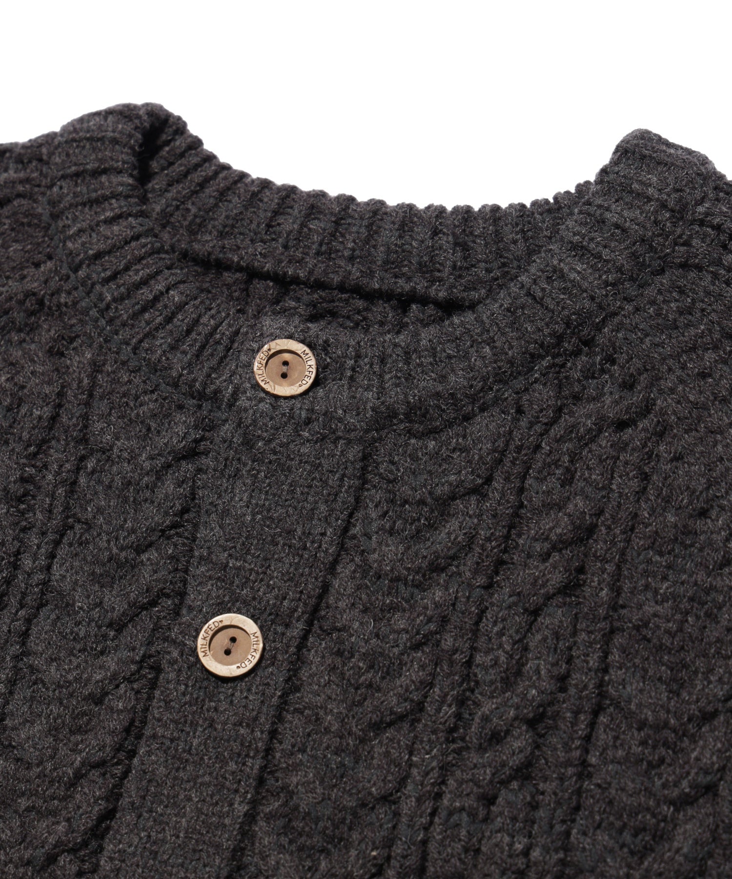 HEART ELBOW CABLE KNIT CARDIGAN