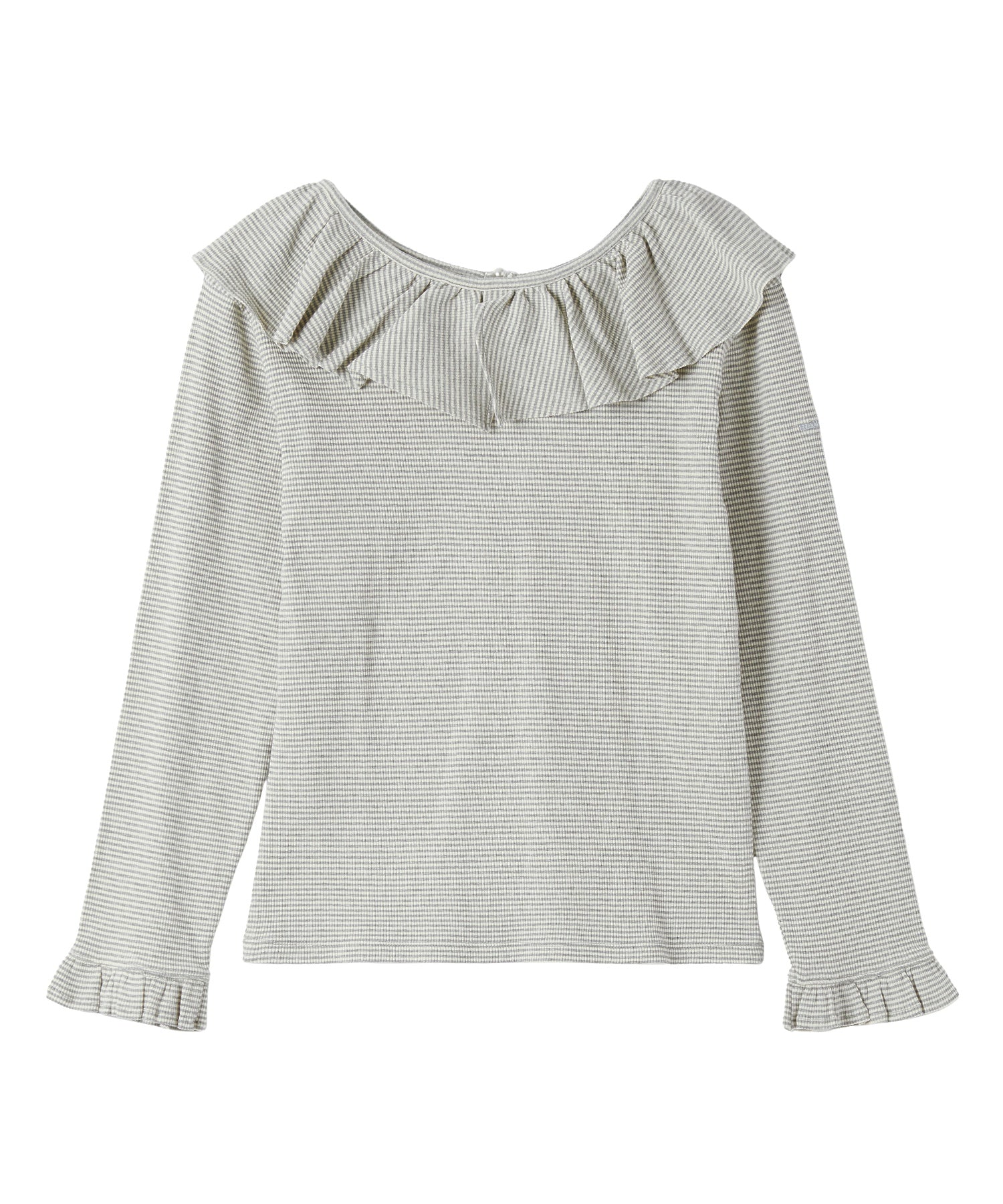 2WAY RUFFLE COLLAR STRIPED L/S TOP