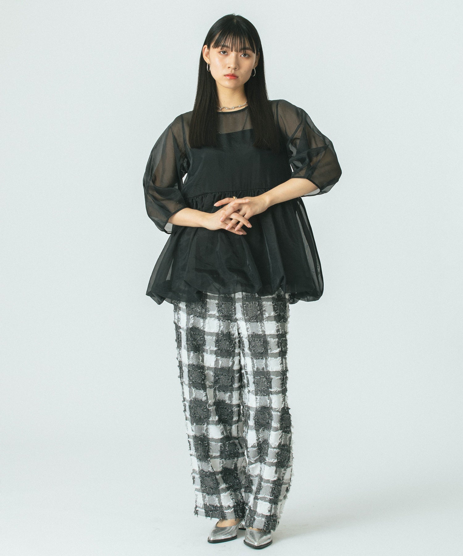 チェックイージーパンツ