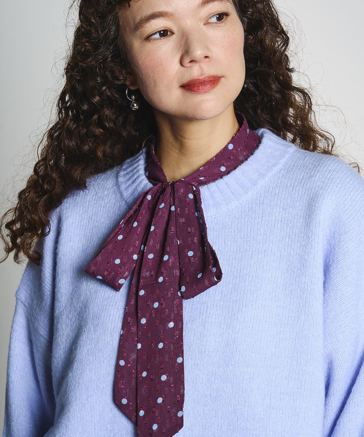 PRINTED BOW TIE BLOUSE