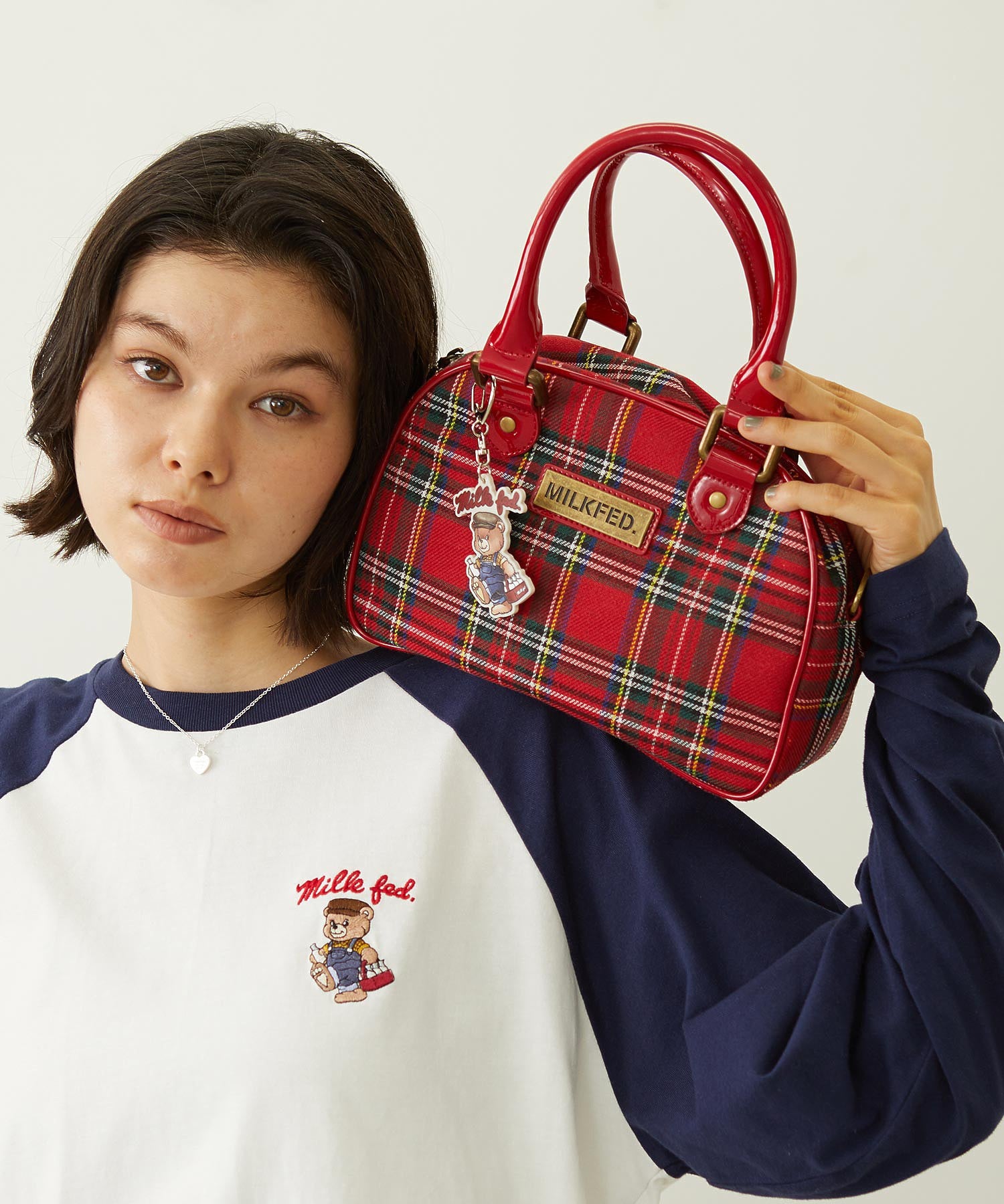 PLAID PATTERN BOSTON BAG