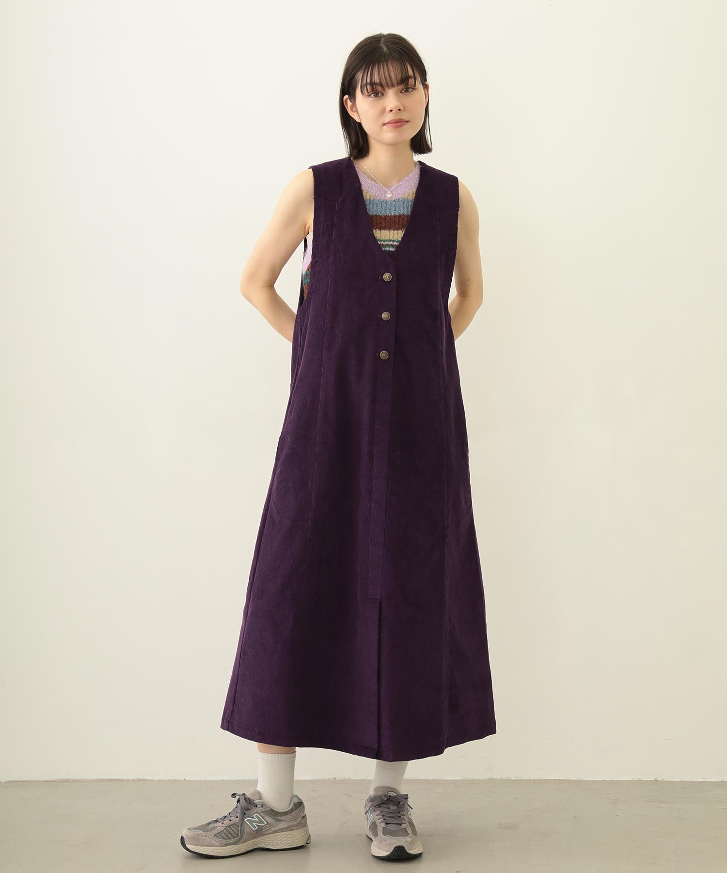 TWO-TYPE STRIPED KNIT VEST