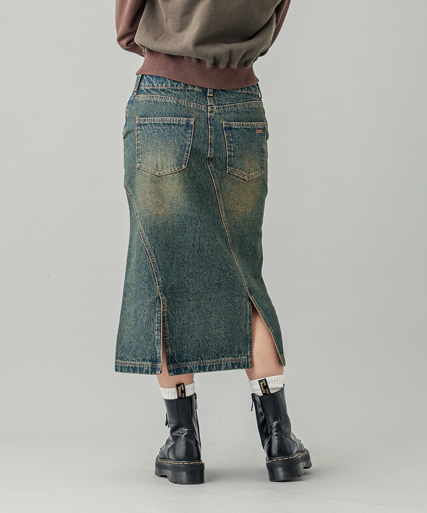 LACE UP DENIM SKIRT