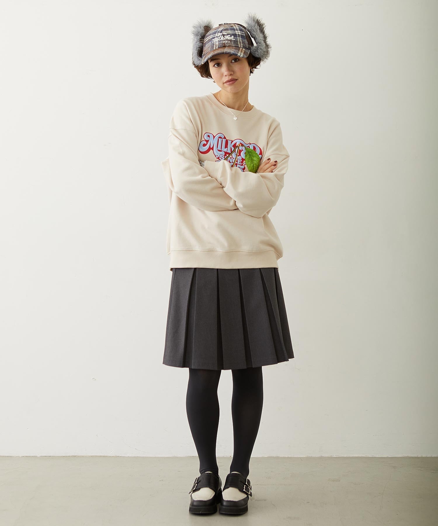 BELTED PLEATED SKIRT