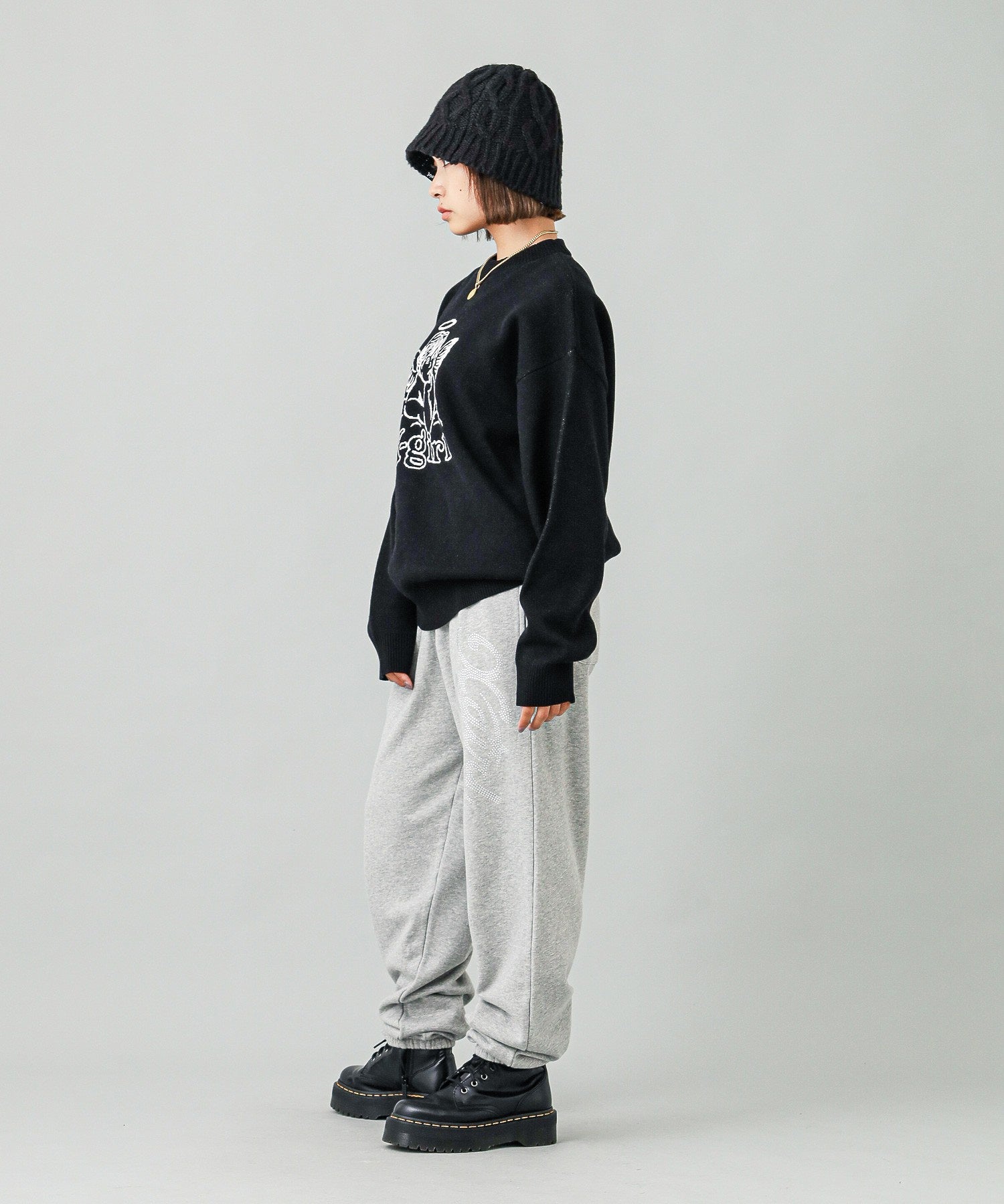 RHINESTONE STAR CURSIVE LOGO SWEAT PANTS