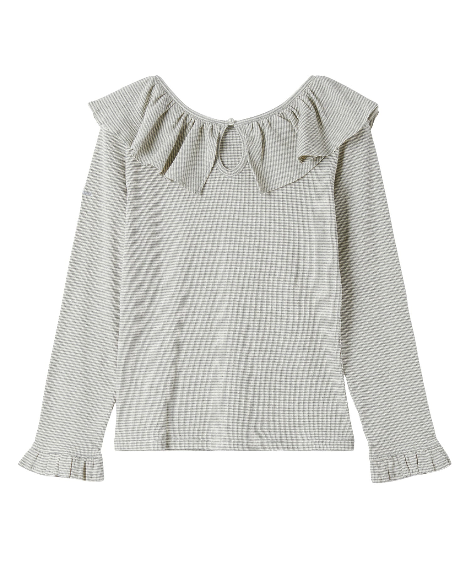 2WAY RUFFLE COLLAR STRIPED L/S TOP
