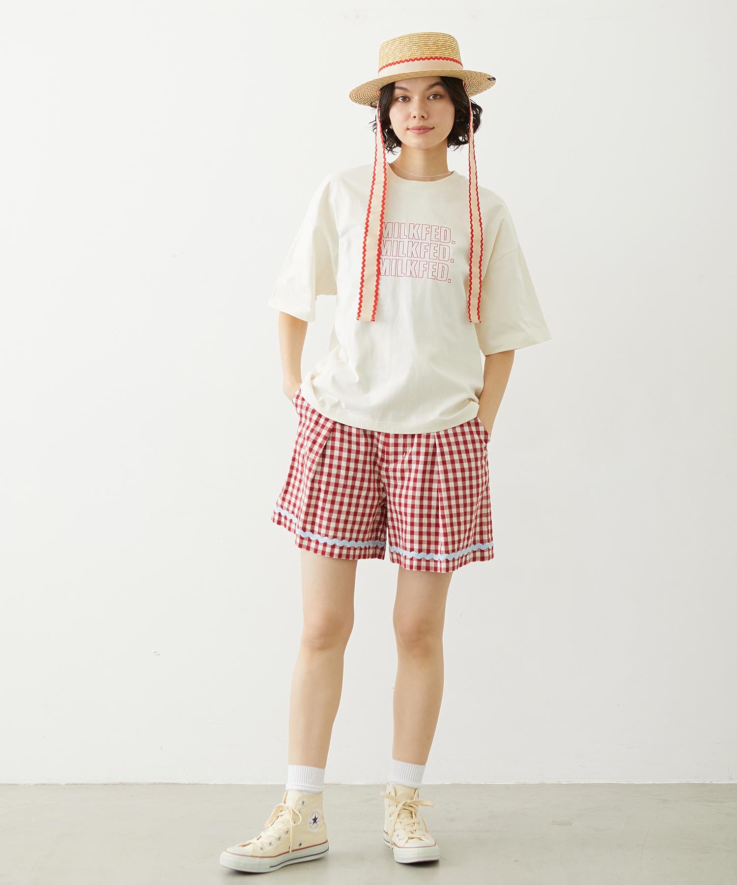 TRIMMED GINGHAM CHECK SHORTS