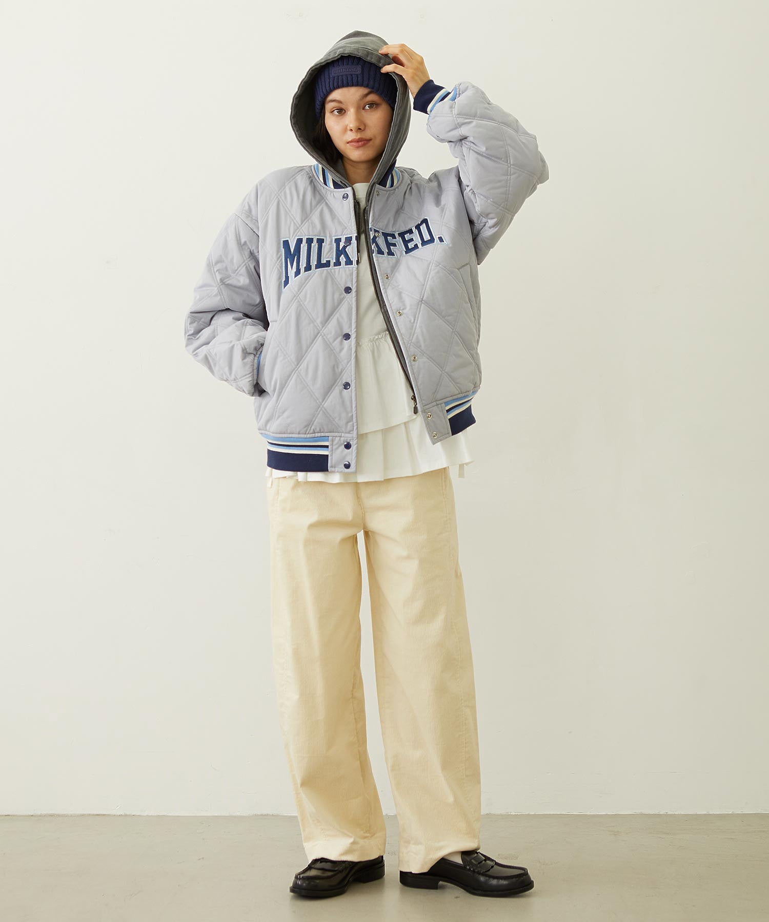 SATIN LOGO PATCH QUILTED JACKET