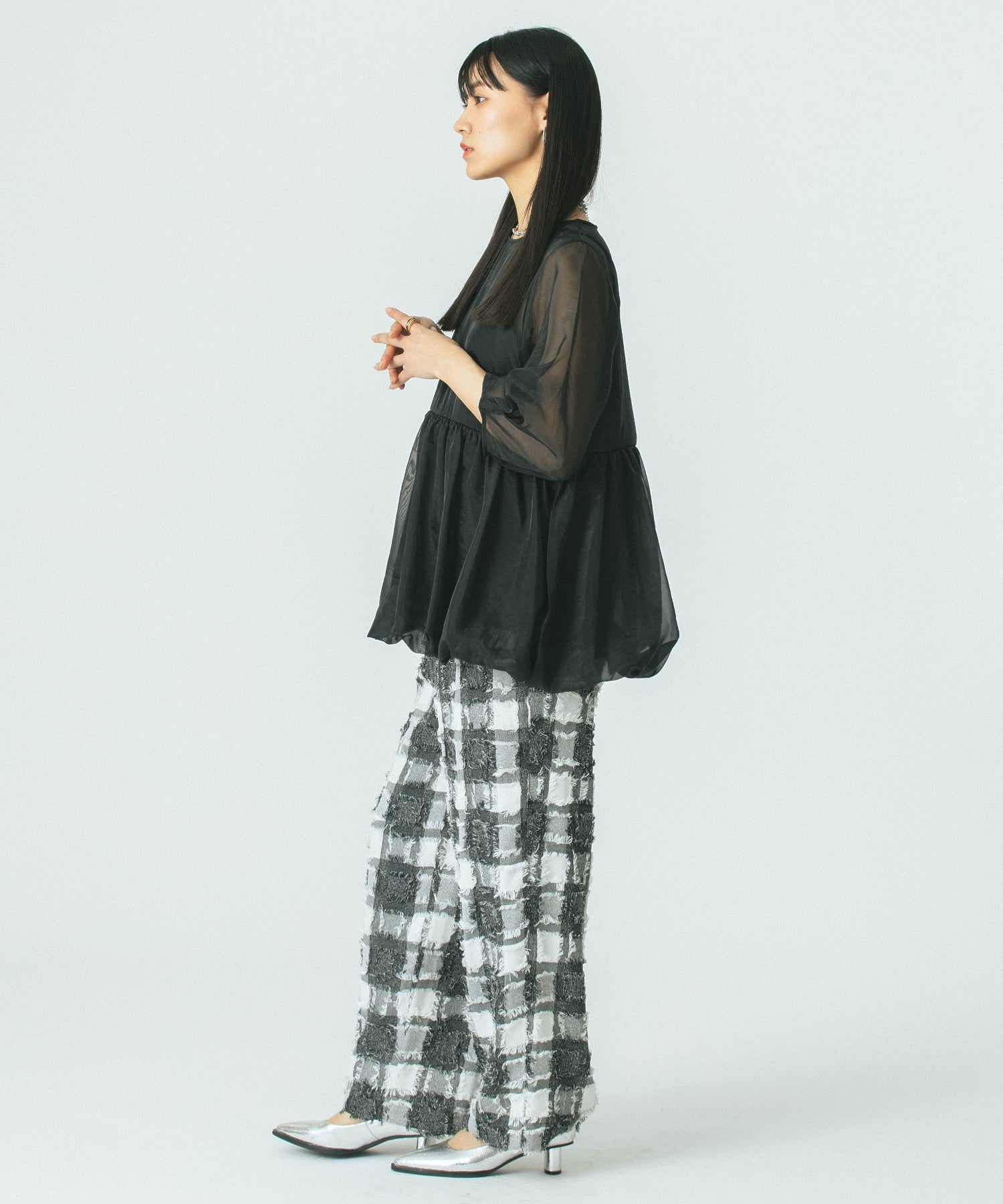 チェックイージーパンツ