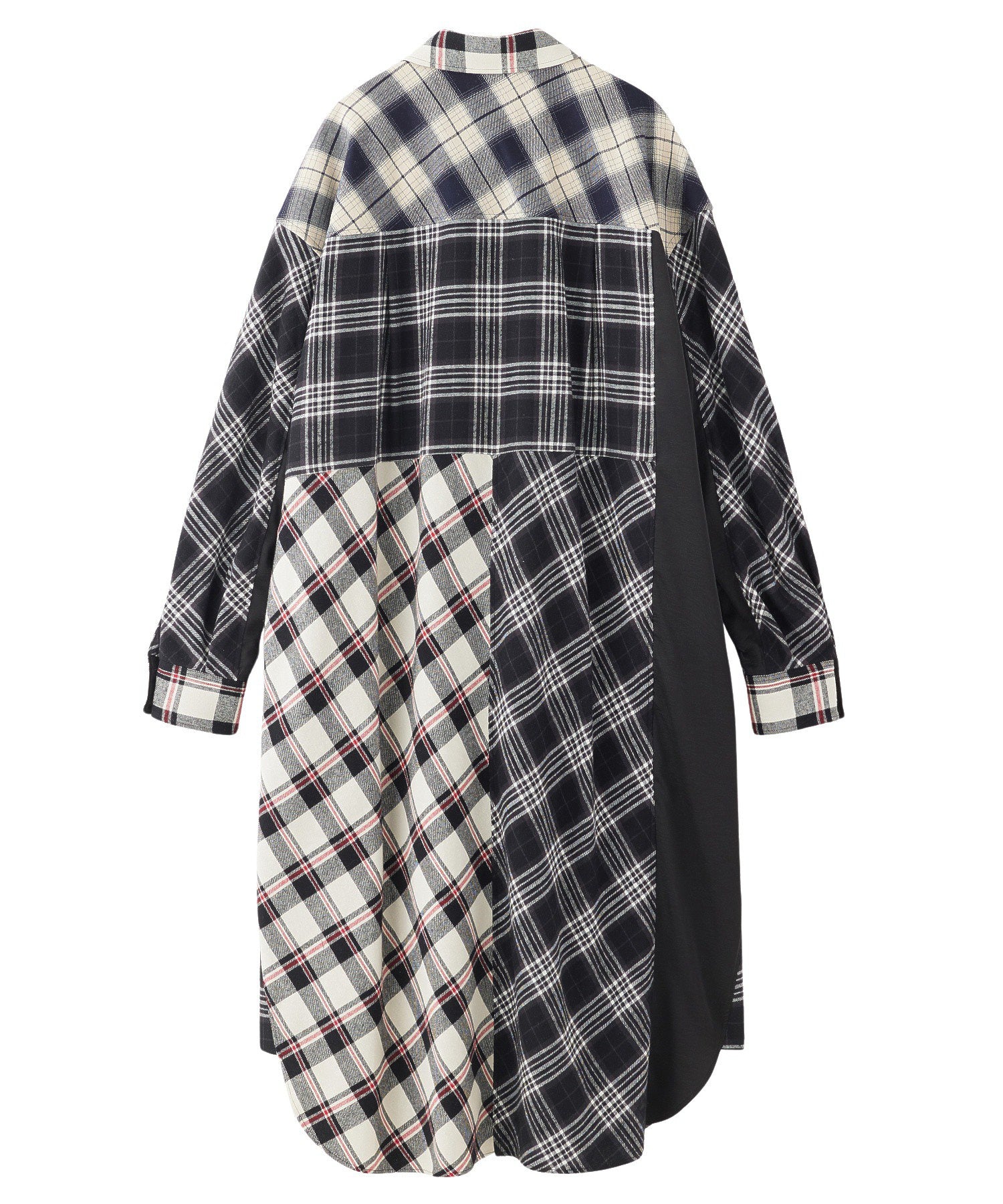 PLAID PATCHWORK SHIRT DRESS