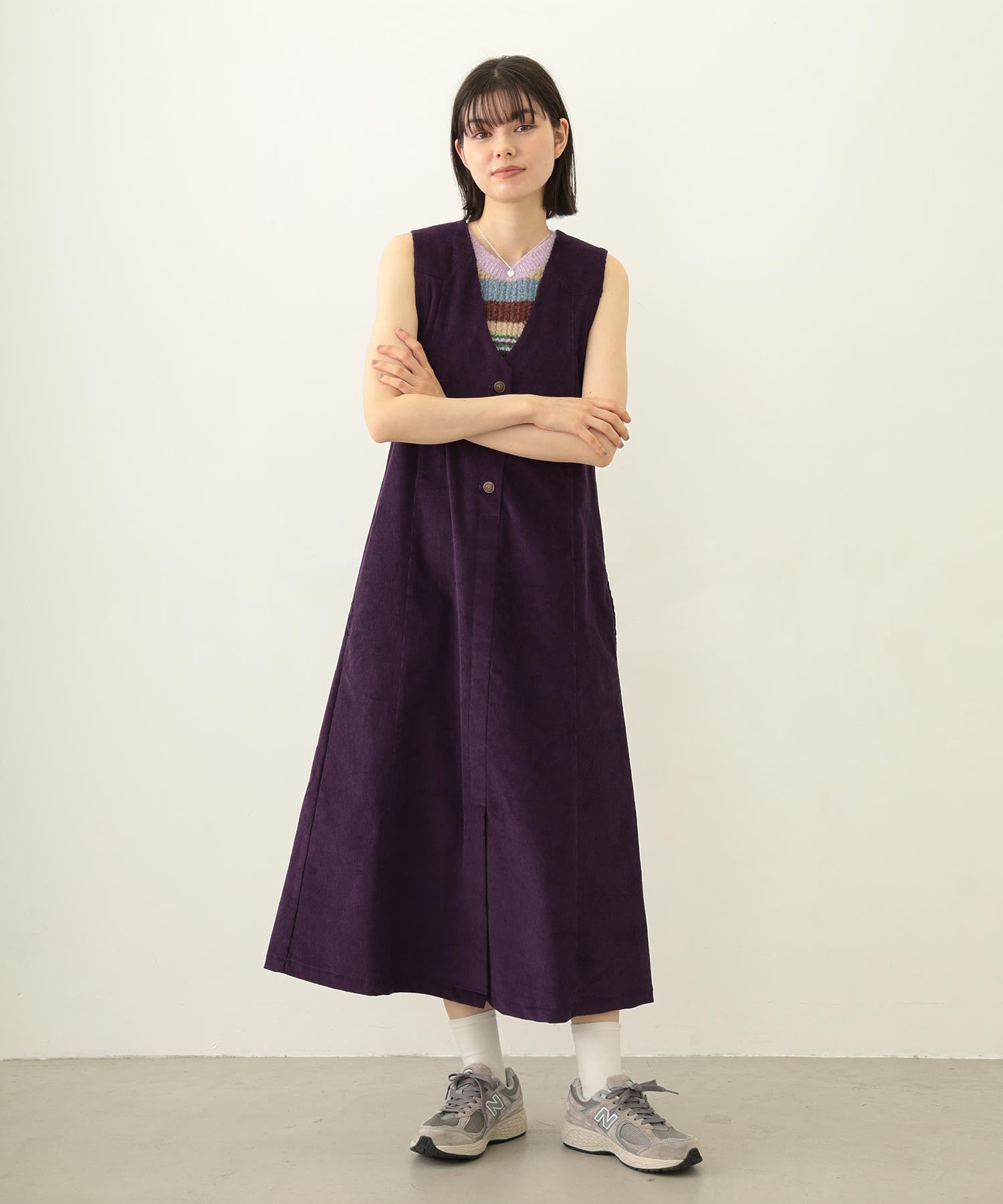 TWO-TYPE STRIPED KNIT VEST