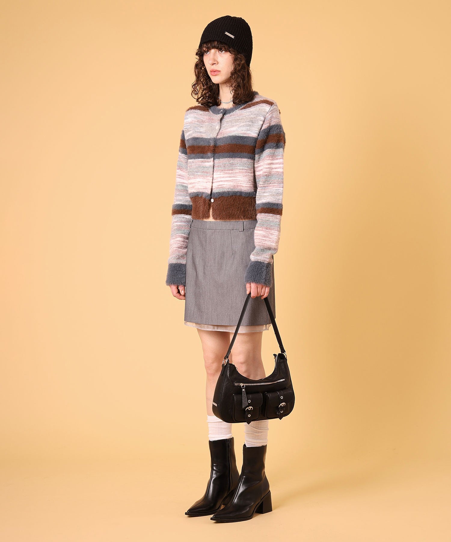 マルチボーダーシャギーカーディガン