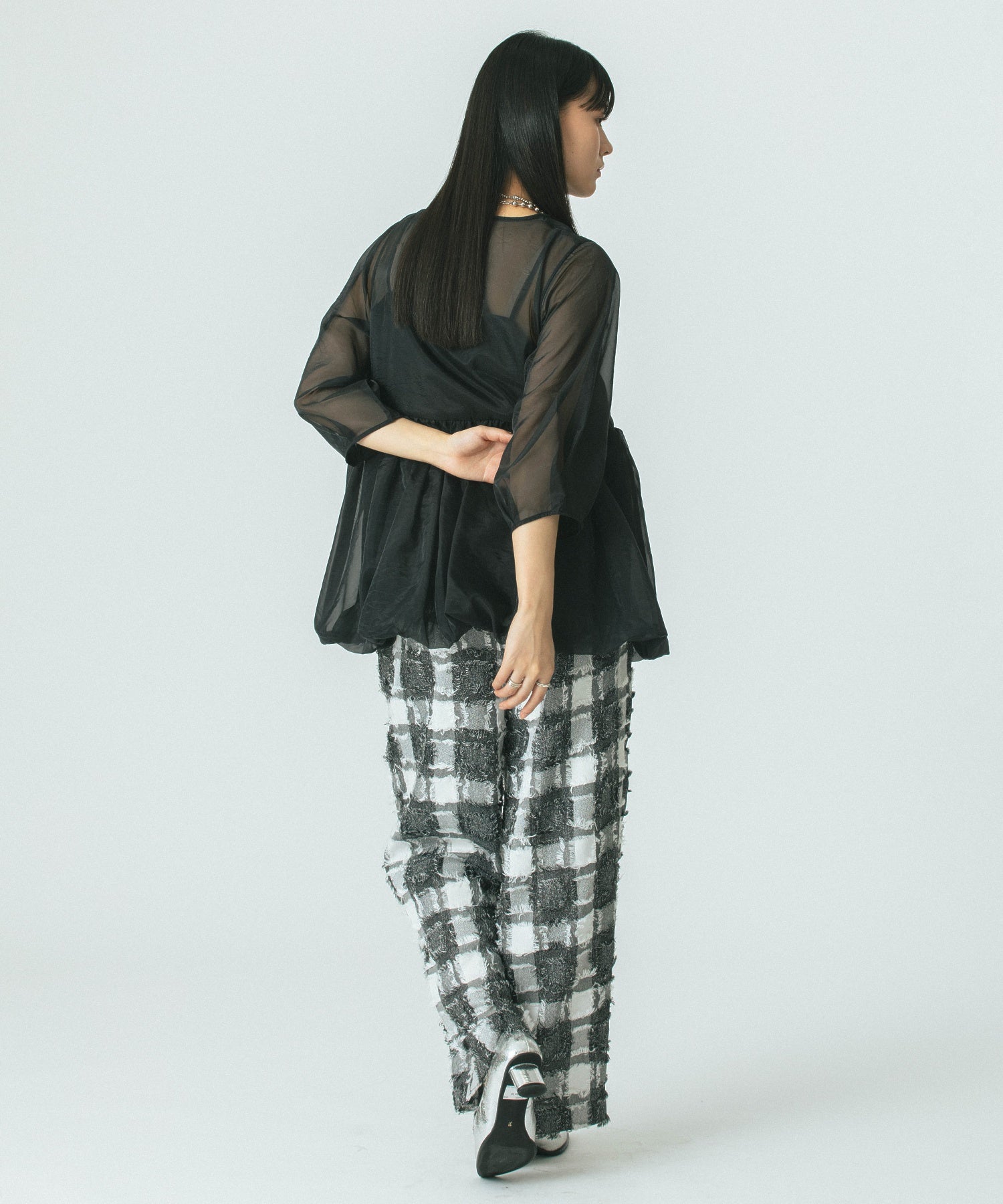 チェックイージーパンツ