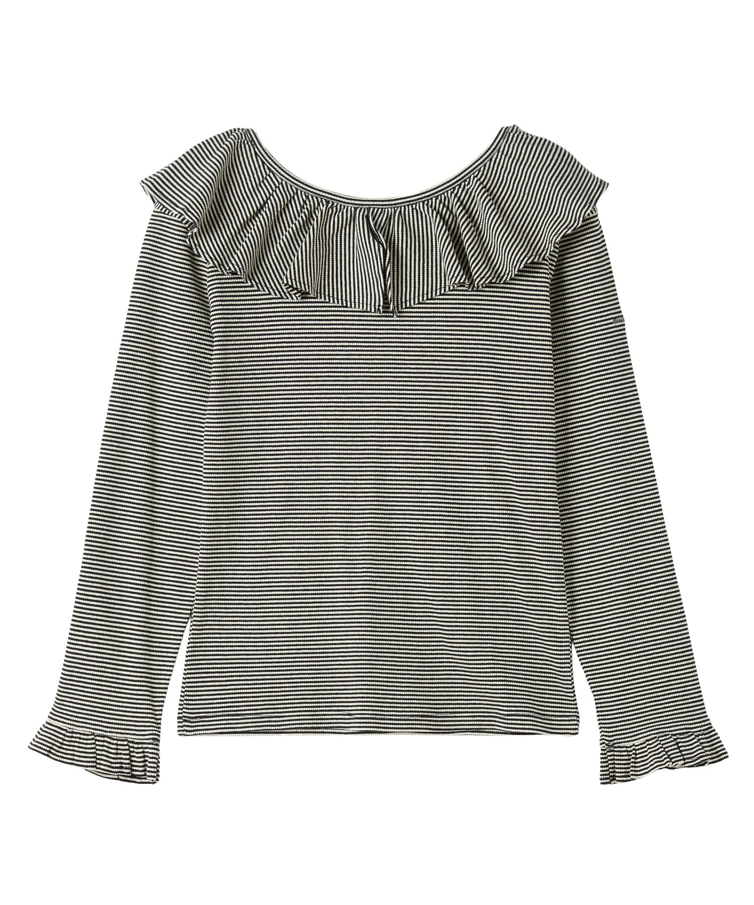2WAY RUFFLE COLLAR STRIPED L/S TOP
