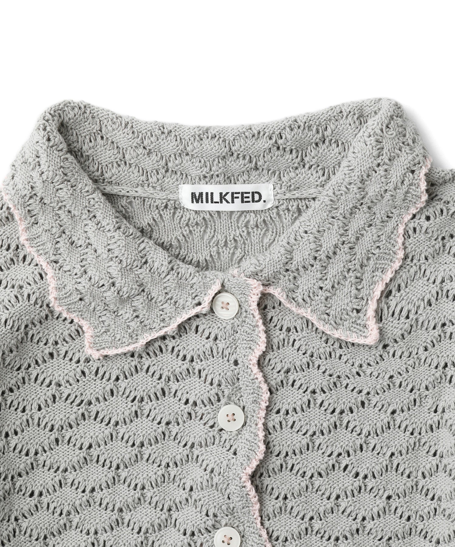 OPEN COLLAR CONTRAST TRIM KNIT CARDIGAN