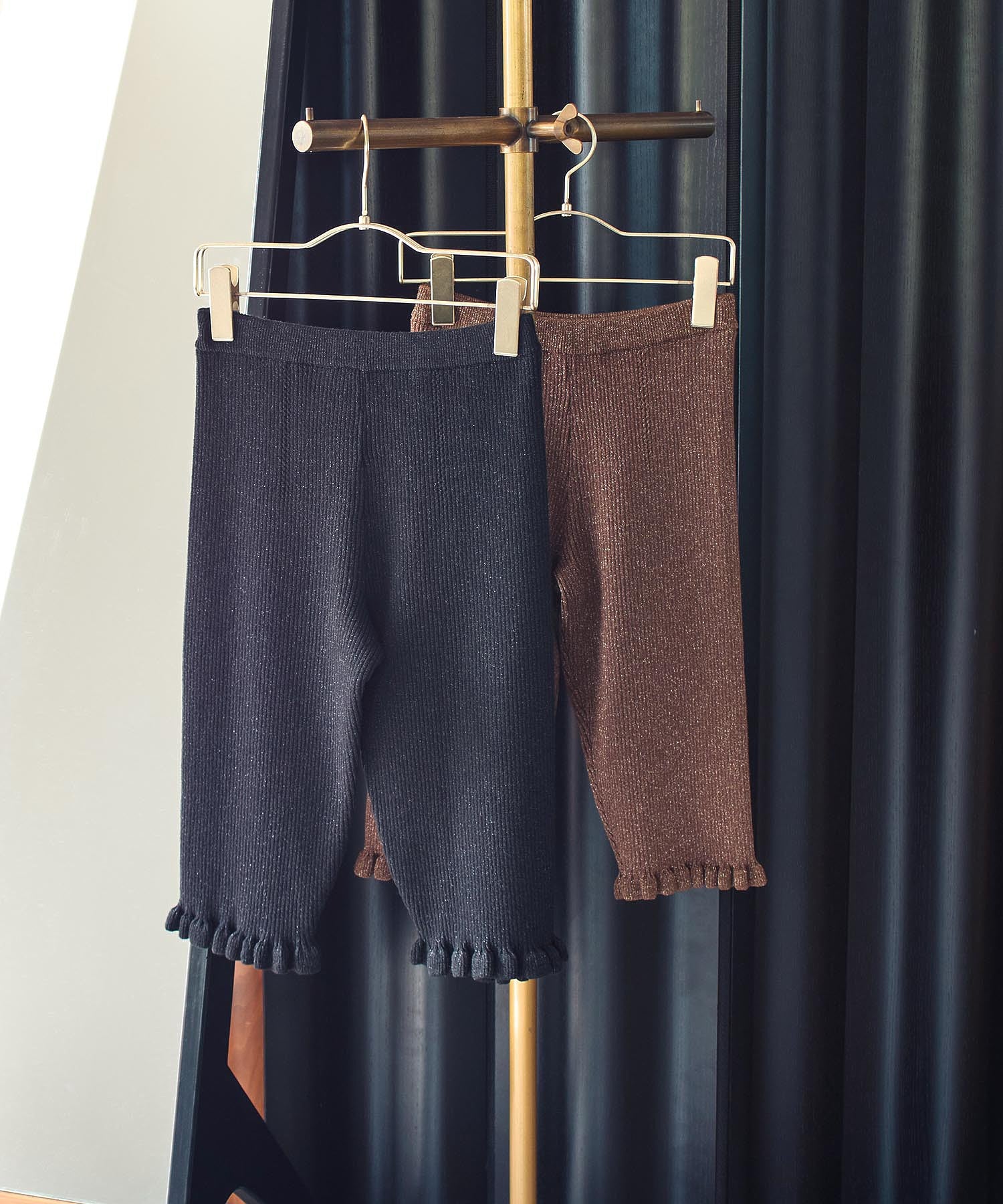 CREOLME/LAME KNIT HALF PANTS