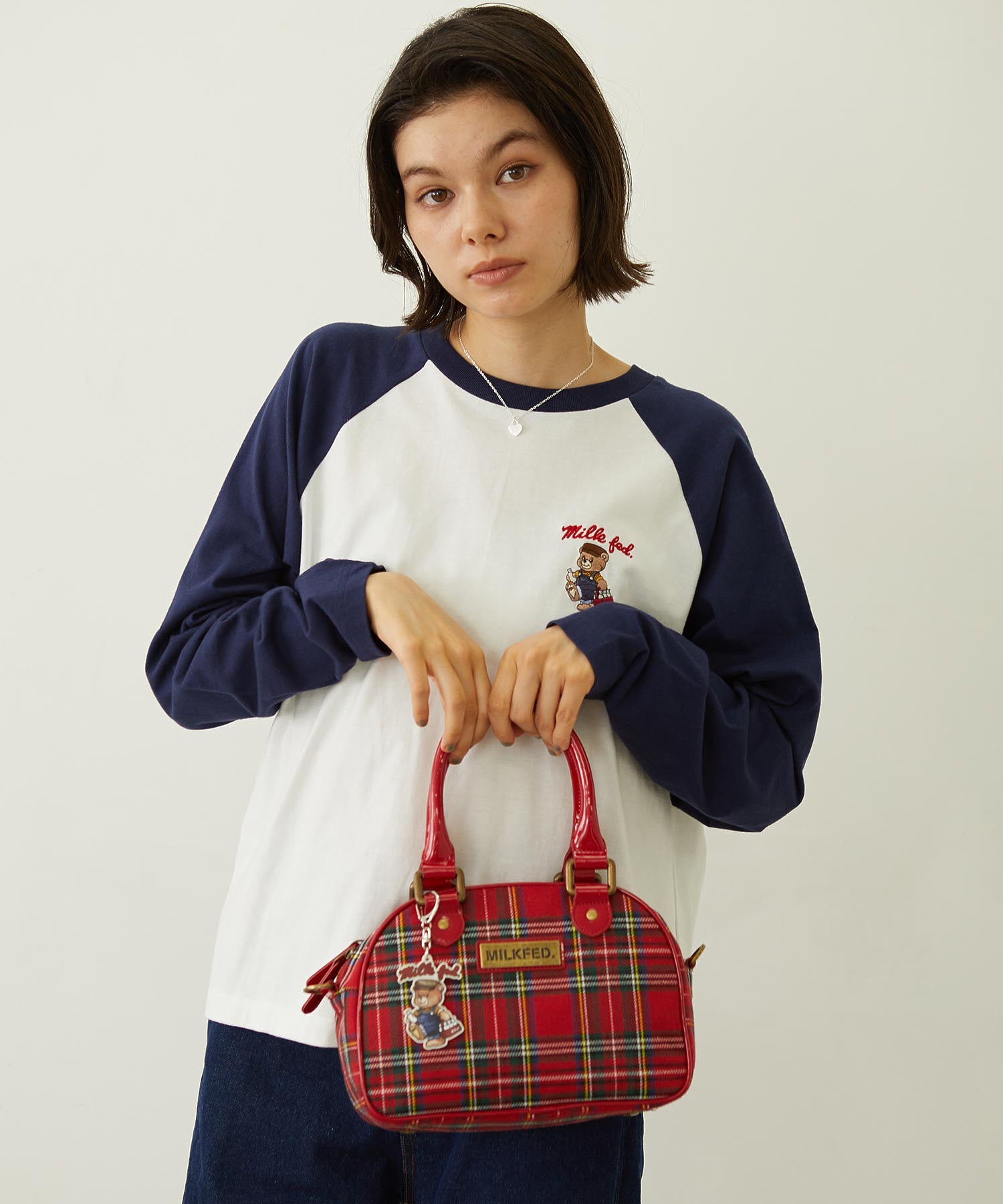 PLAID PATTERN BOSTON BAG